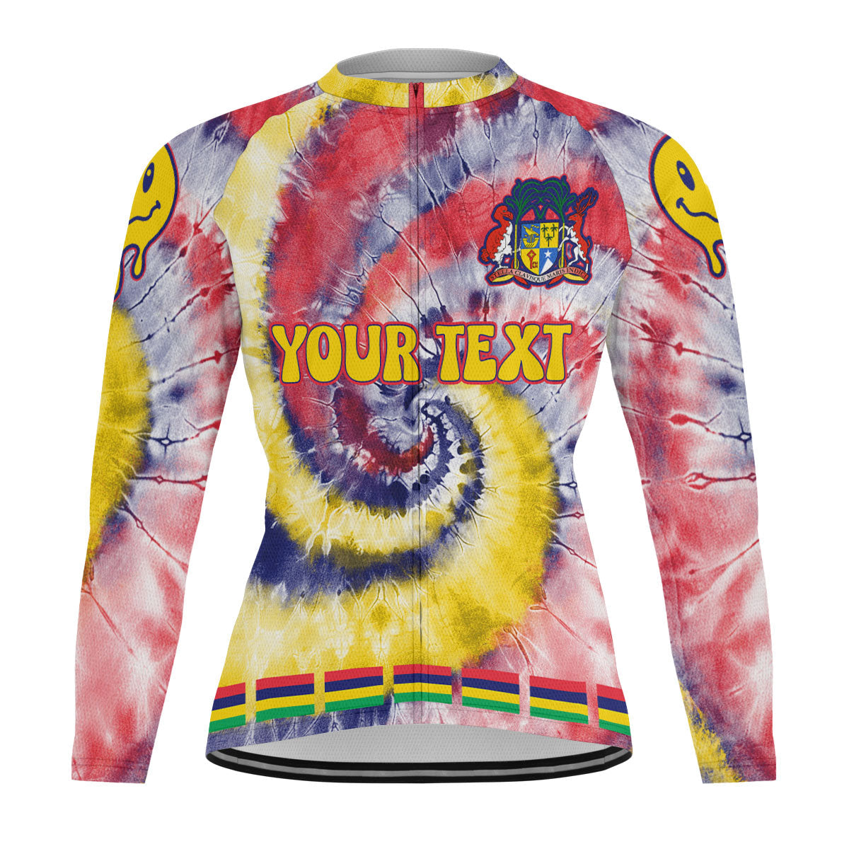 Mauritius Raglan Men Cycling Jersey Long Sleeve Custom Tie Dye Style 2