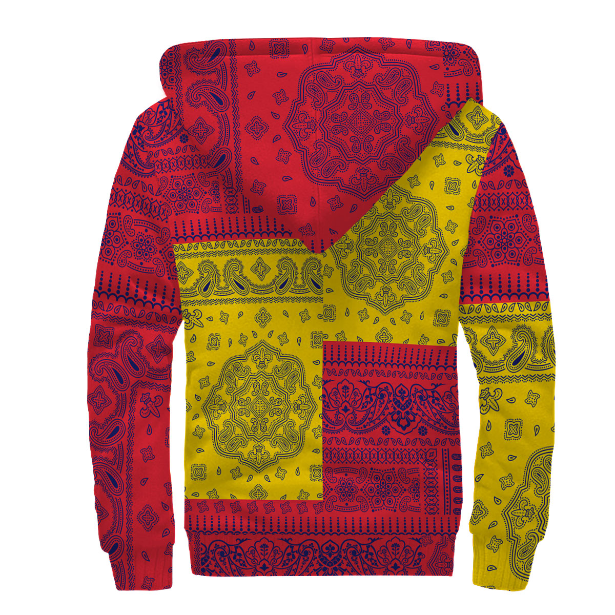 Mauritius Sherpa Hoodie Flag And Paisley Basic Style 2