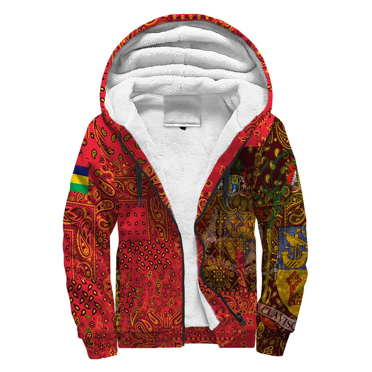 Mauritius Sherpa Hoodie Paisley Flag And Skull Style 3