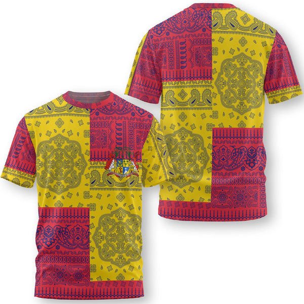 Mauritius T Shirt Flag And Paisley Basic Style 1