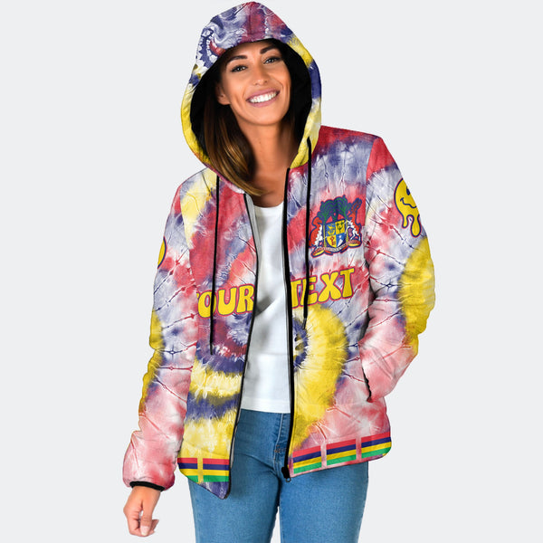 Mauritius Women Hooded Padded Jacket Custom Tie Dye Style 1