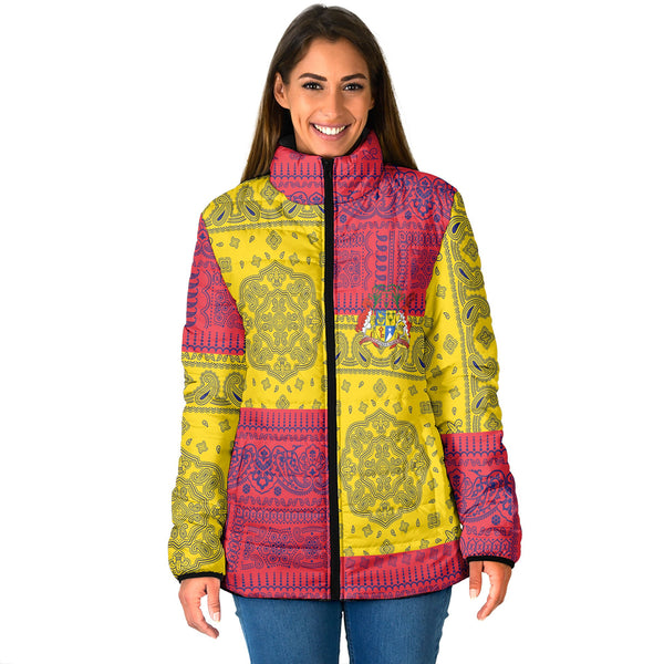 Mauritius Women Padded Jacket Flag And Paisley Basic Style 1