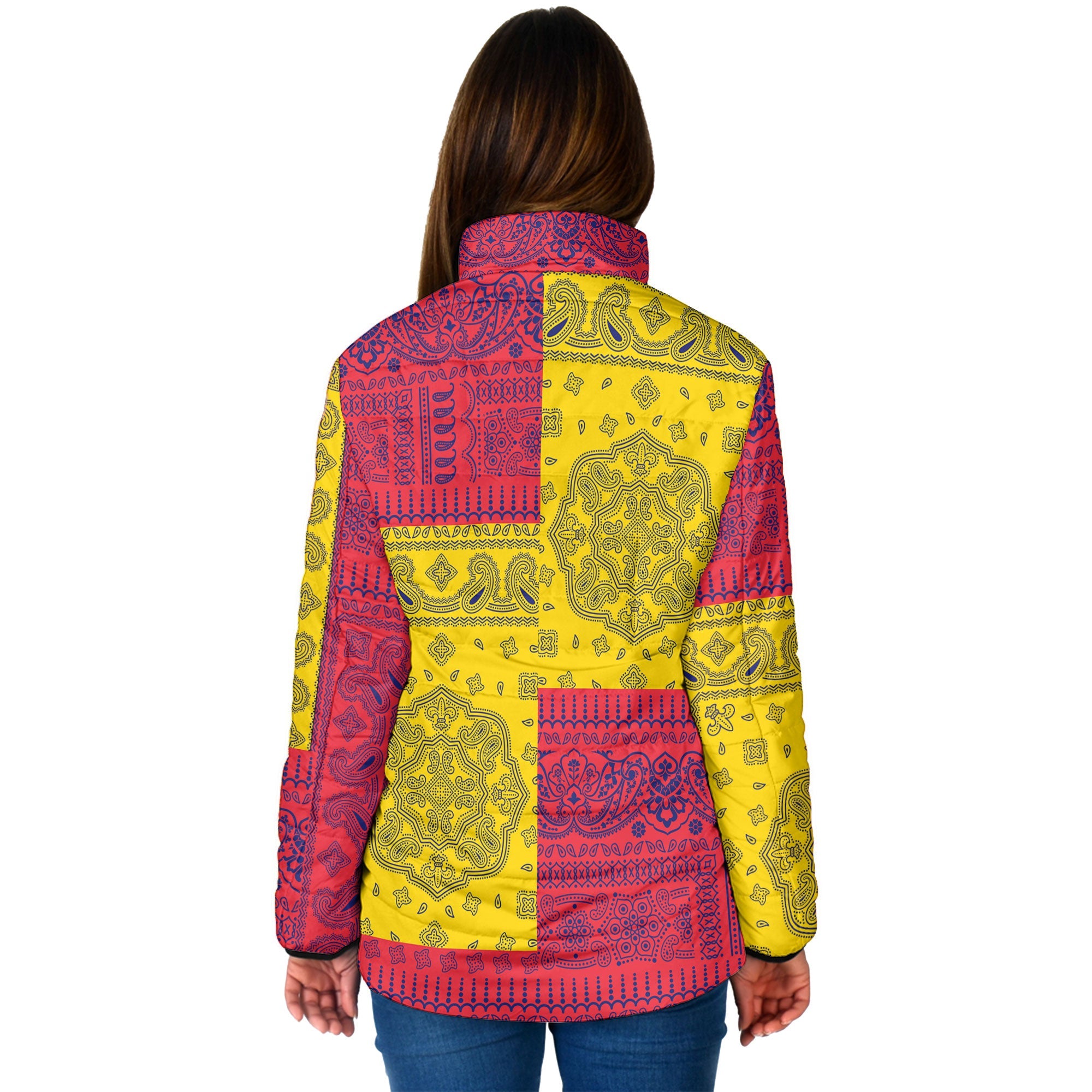 Mauritius Women Padded Jacket Flag And Paisley Basic Style 2