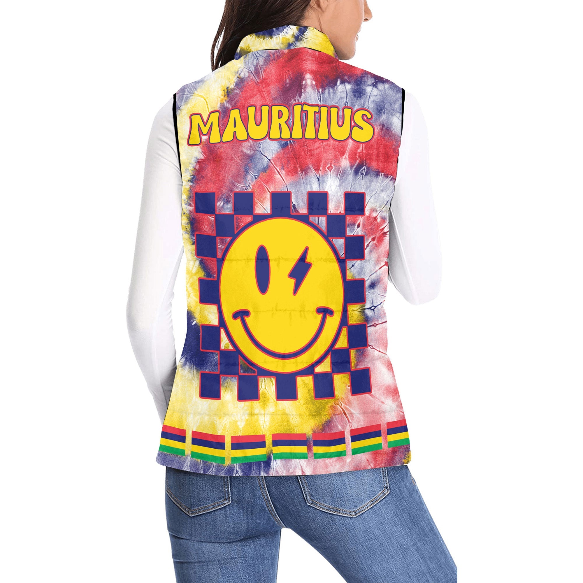 Mauritius Women Padded Jacket Vest Custom Tie Dye Style 2