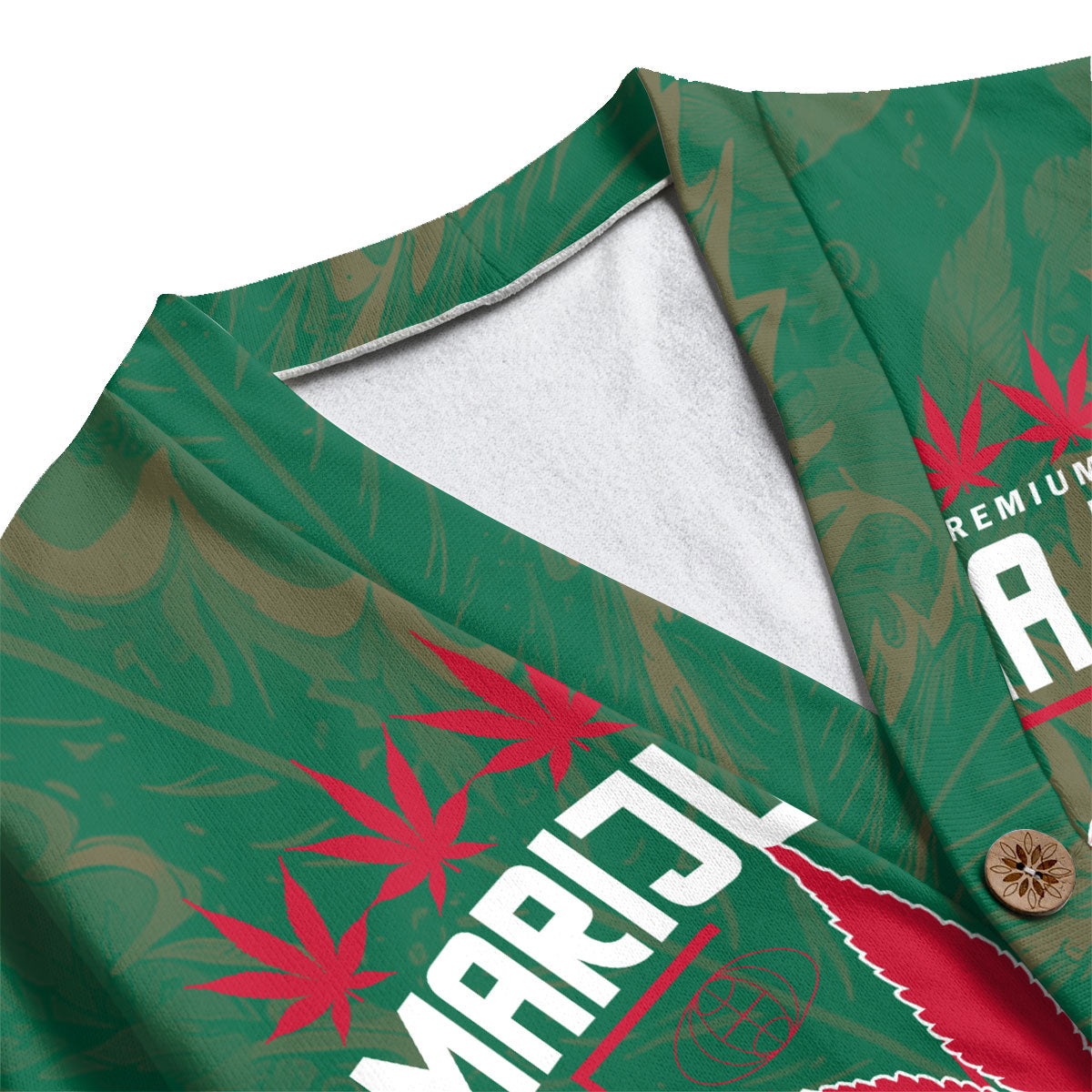 Mexico Fleece Cardigan Flag & Coat Of Arms Marijuanas Style