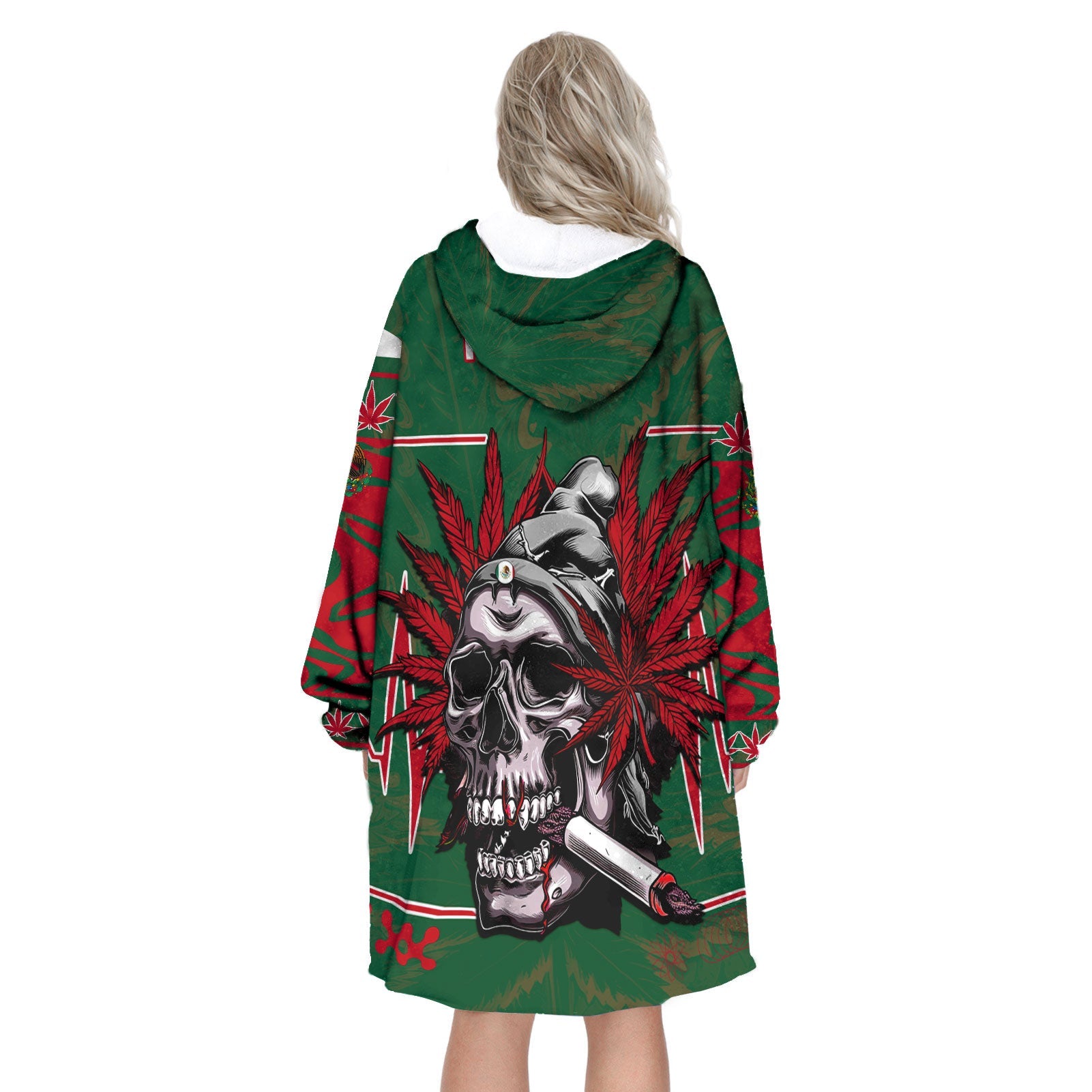 Mexico Snug Hoodie Flag & Coat Of Arms Marijuanas Style