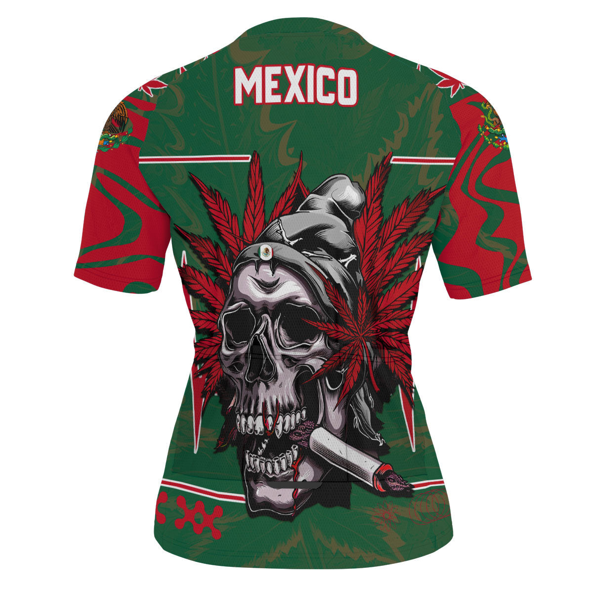 Mexico Men's Cycling Jersey Flag & Coat Of Arms Marijuanas Style