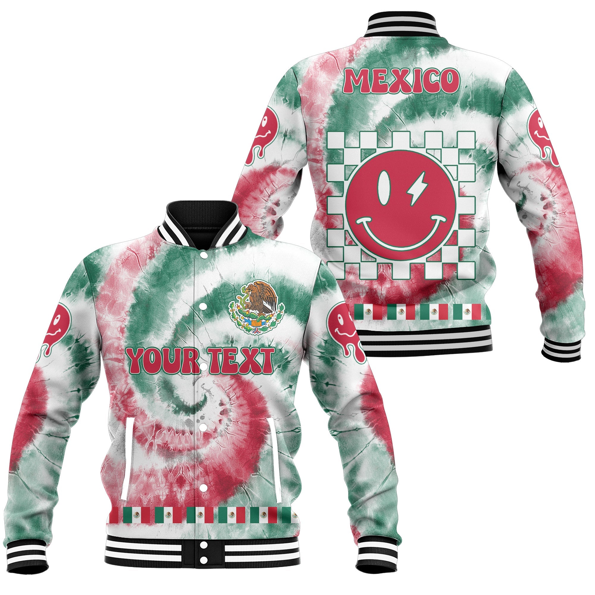 Mexico Baseball Jacket Custom Tie Dye Style 1