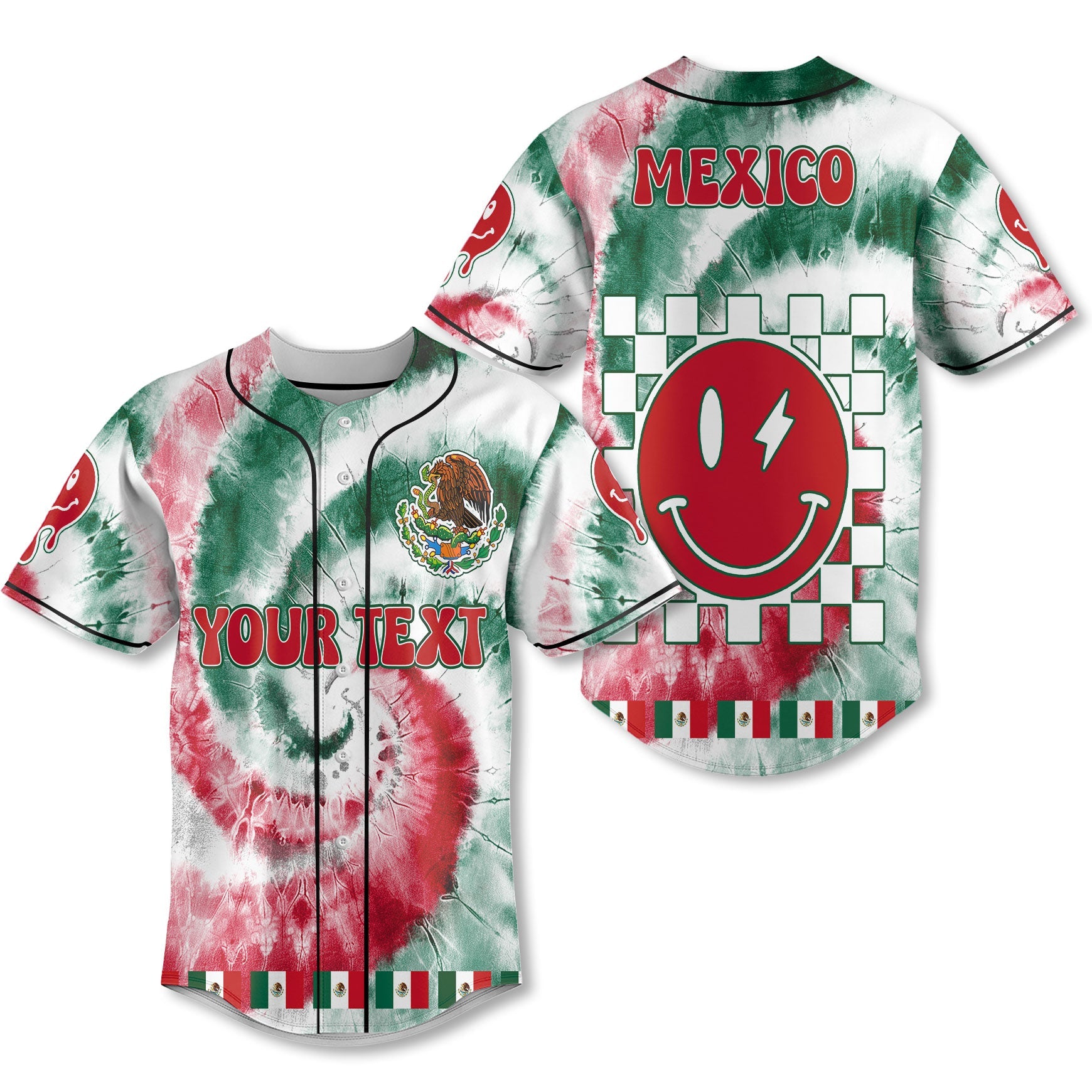 Mexico Baseball Jersey Custom Tie Dye Style 1