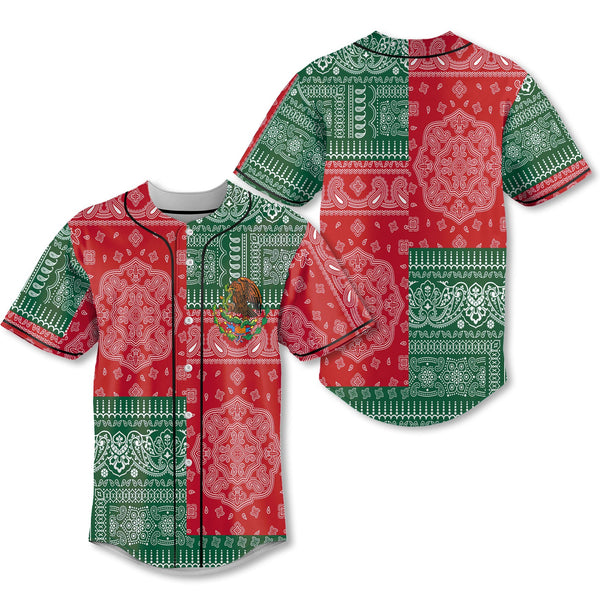 Mexico Baseball Jersey Flag And Paisley Basic Style 1