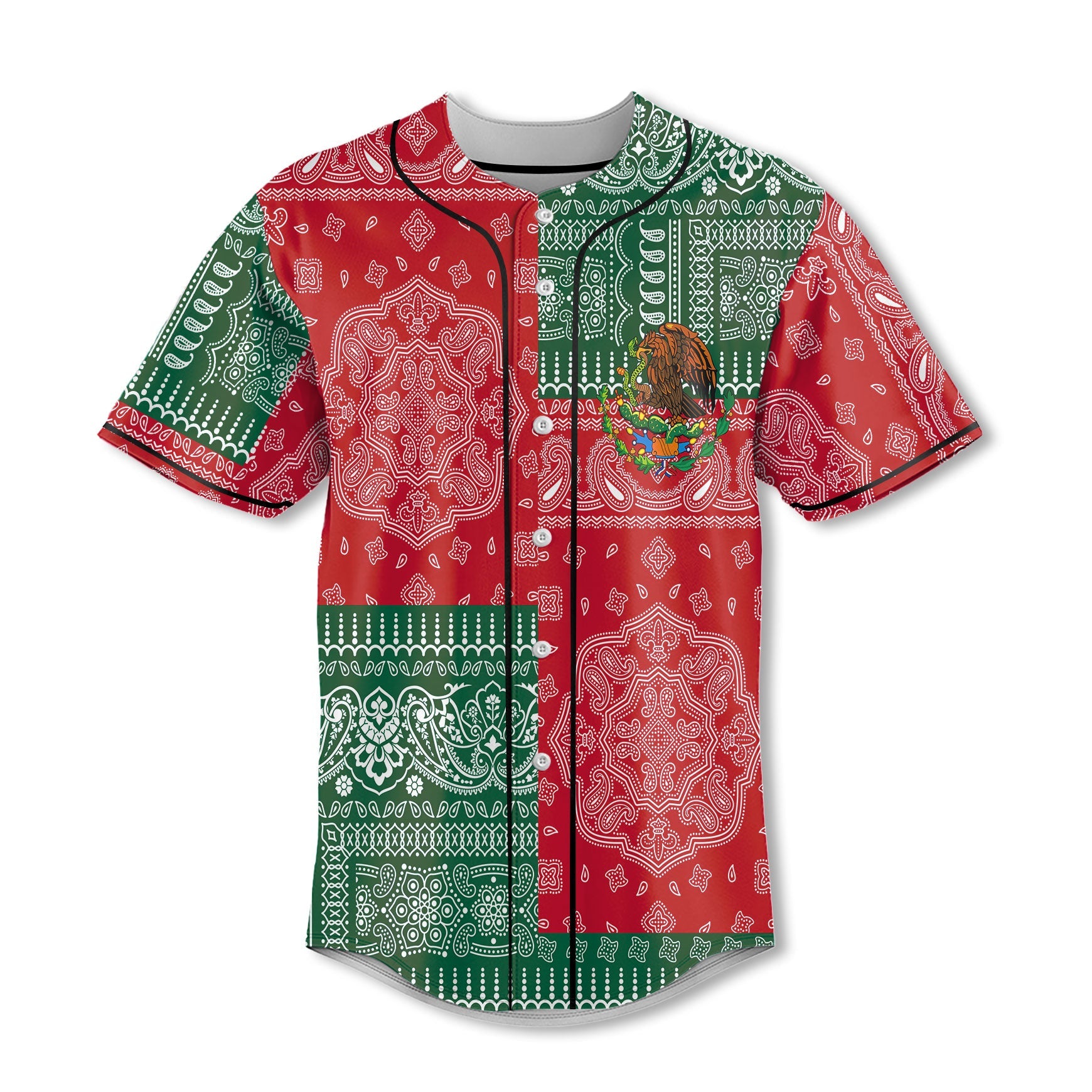 Mexico Baseball Jersey Flag And Paisley Basic Style 2