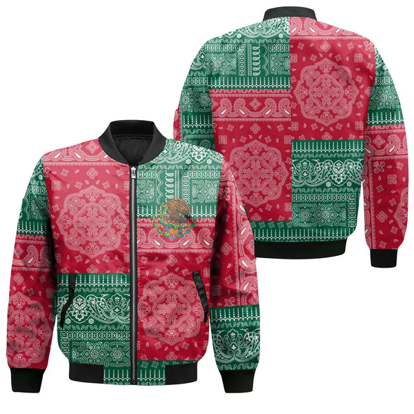 Mexico Bomber Jacket Flag And Paisley Basic Style 1