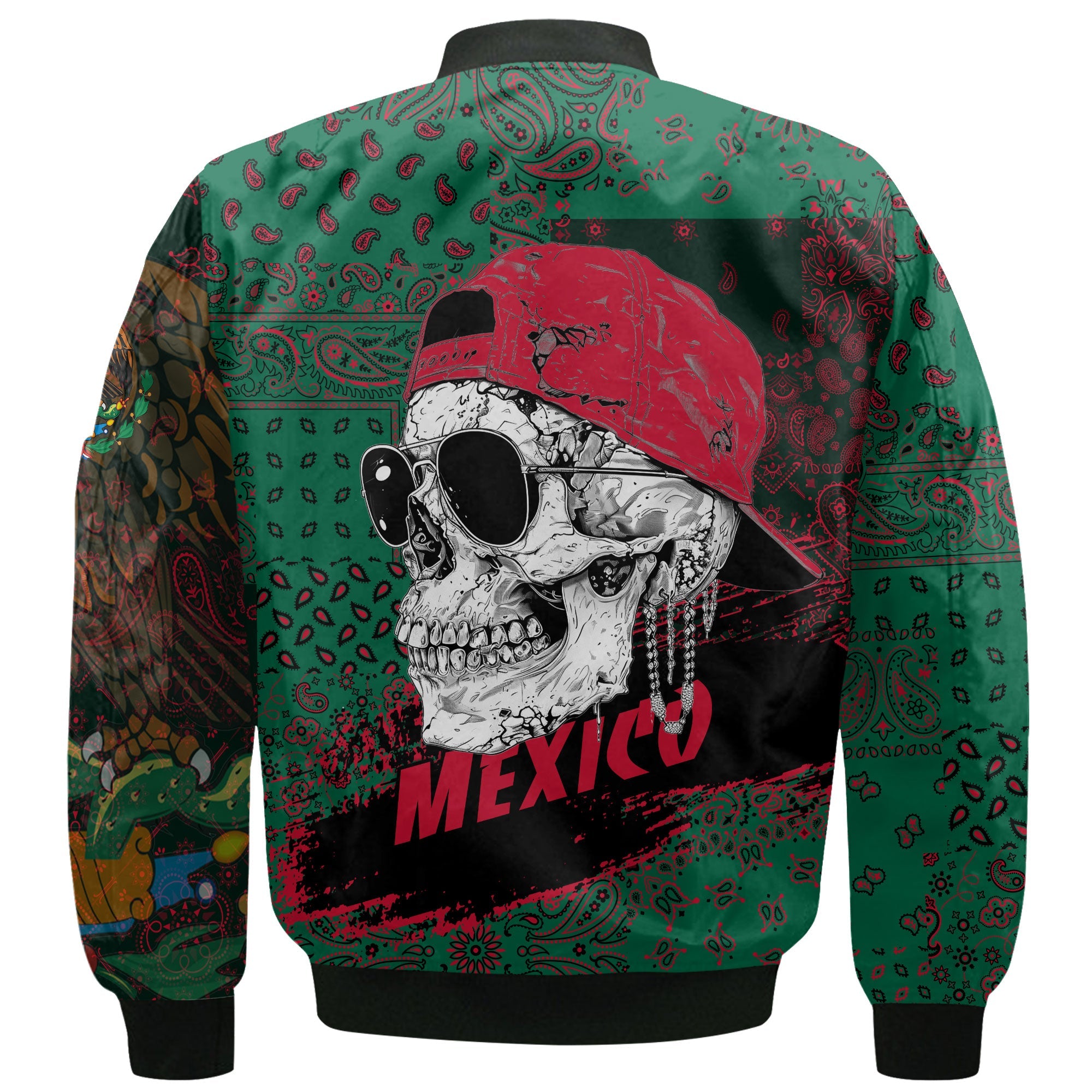 Mexico Bomber Jacket Paisley Flag And Skull Style 3