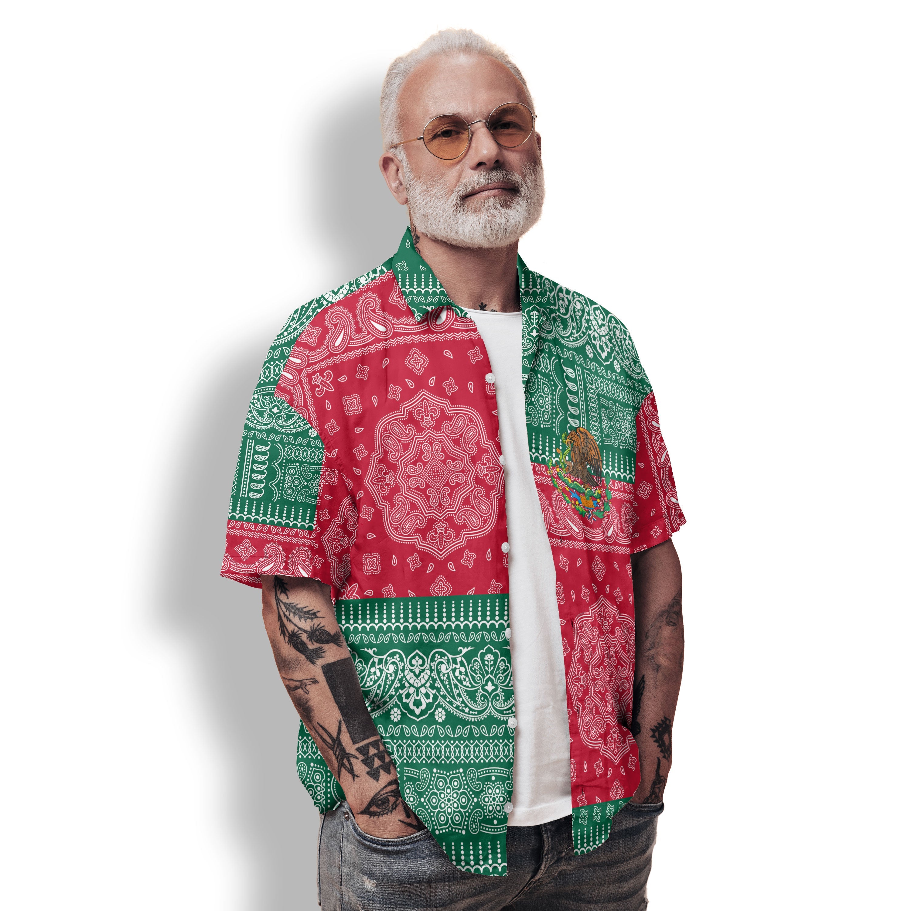 Mexico Hawaiian Shirt Flag And Paisley Basic Style 2