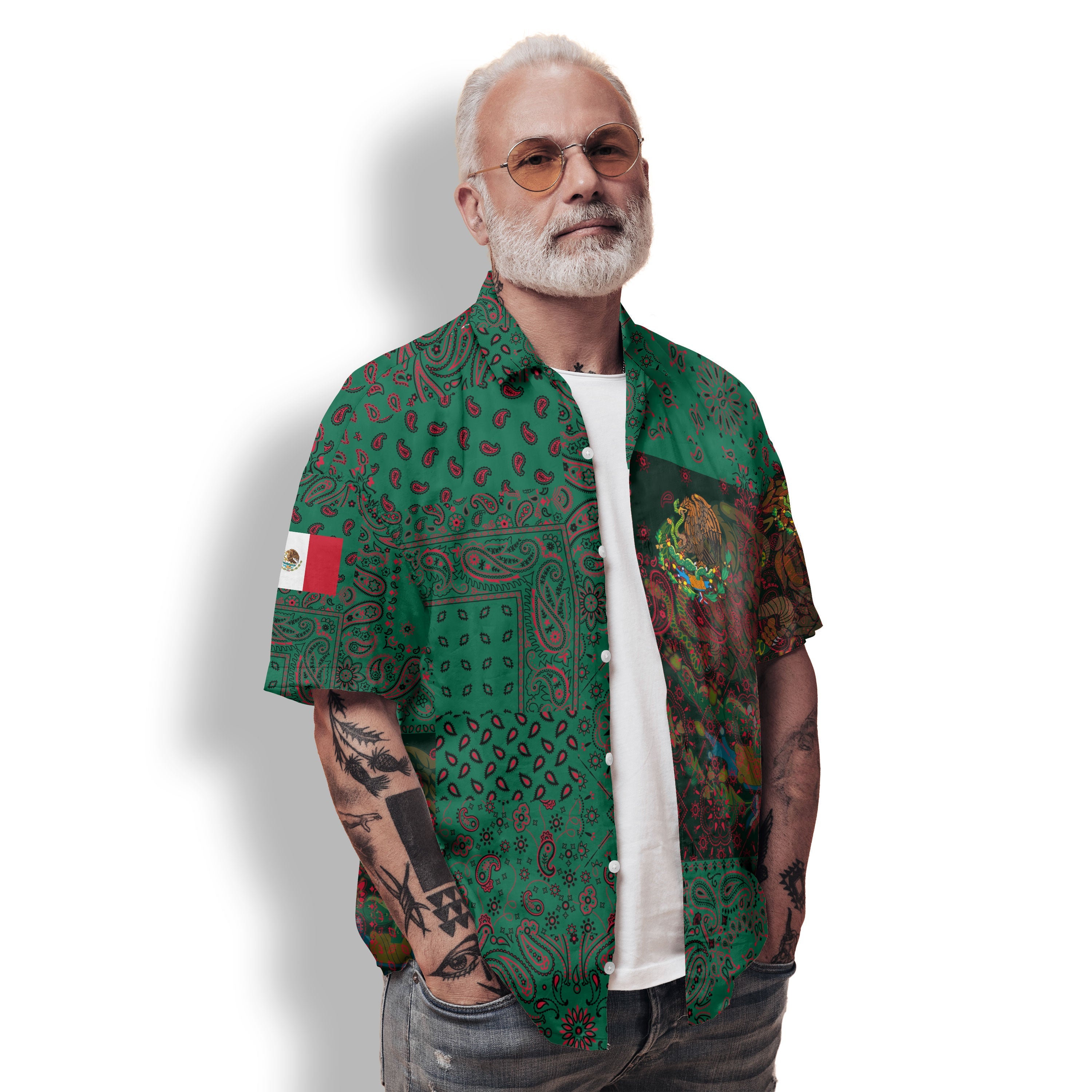 Mexico Hawaiian Shirt Paisley Flag And Skull Style 2