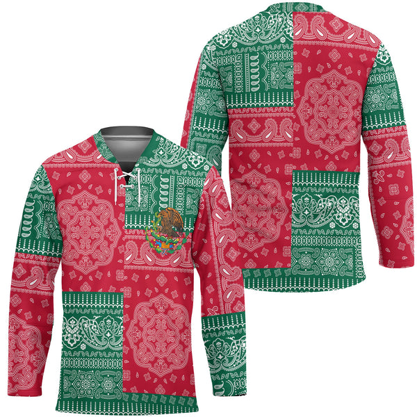 Mexico Hockey Jersey Flag And Paisley Basic Style 1