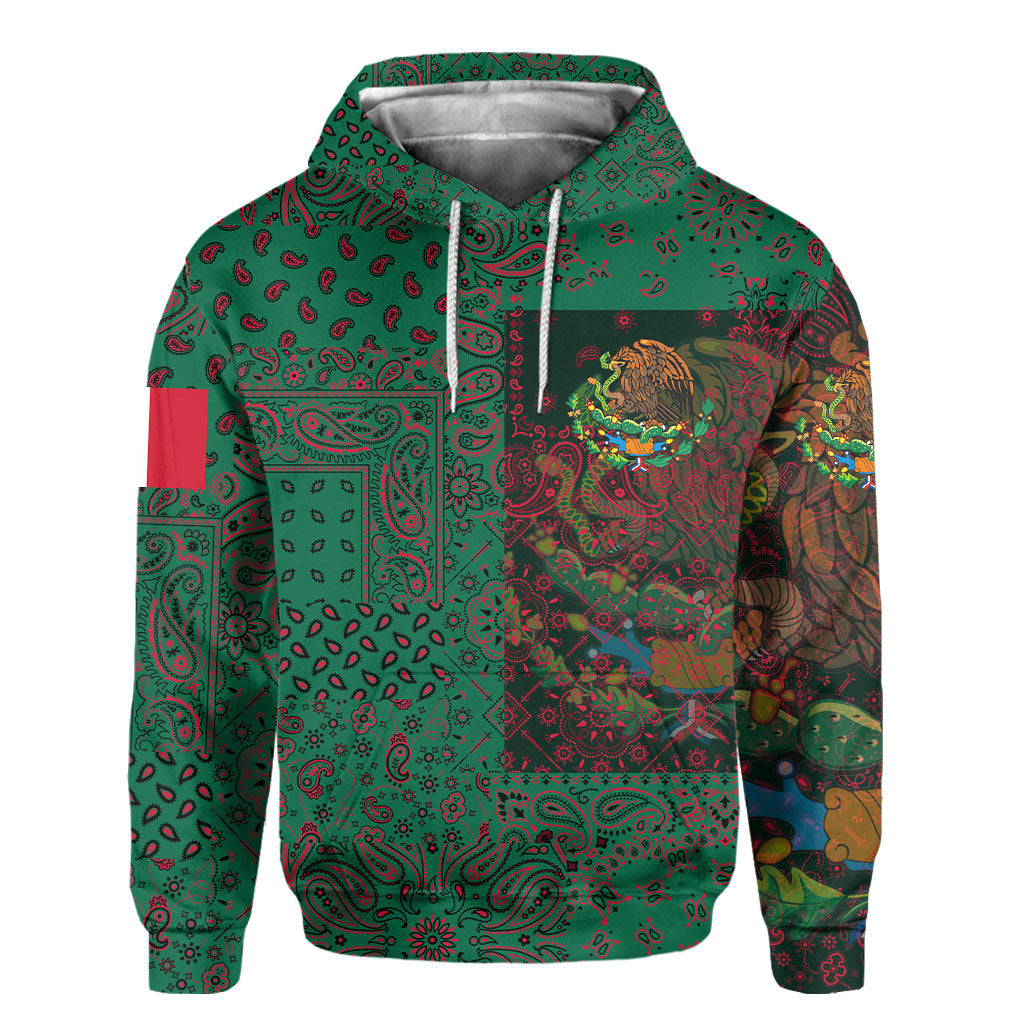 Mexico Hoodie Paisley Flag And Skull Style 2