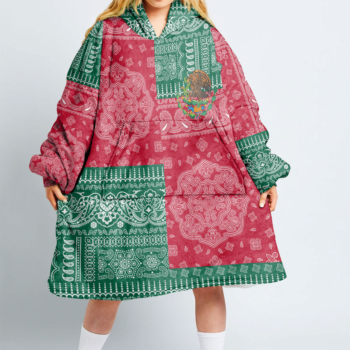 Mexico Hoodie Blanket Flag And Paisley Basic Style 2