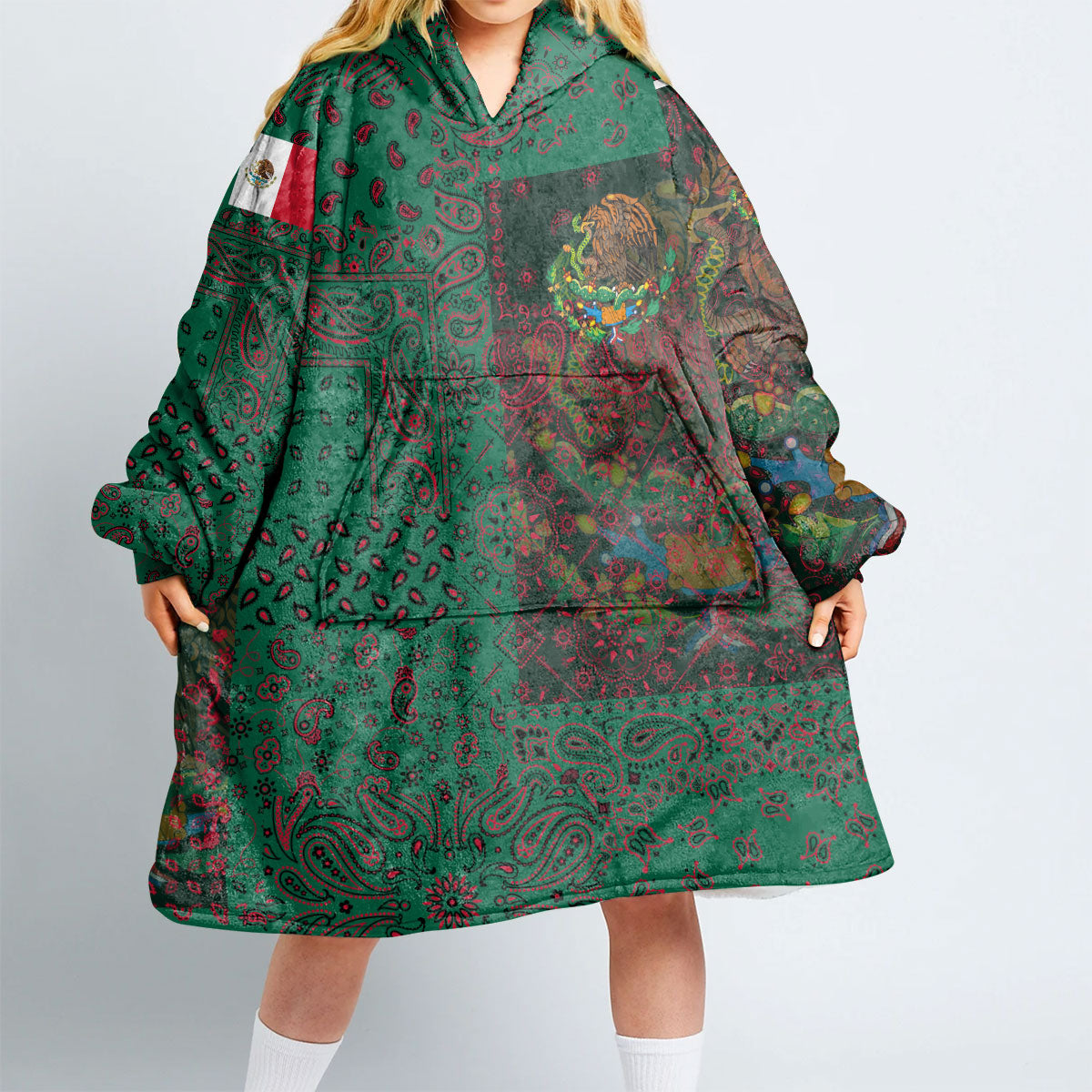 Mexico Hoodie Blanket Paisley Flag And Skull Style 2