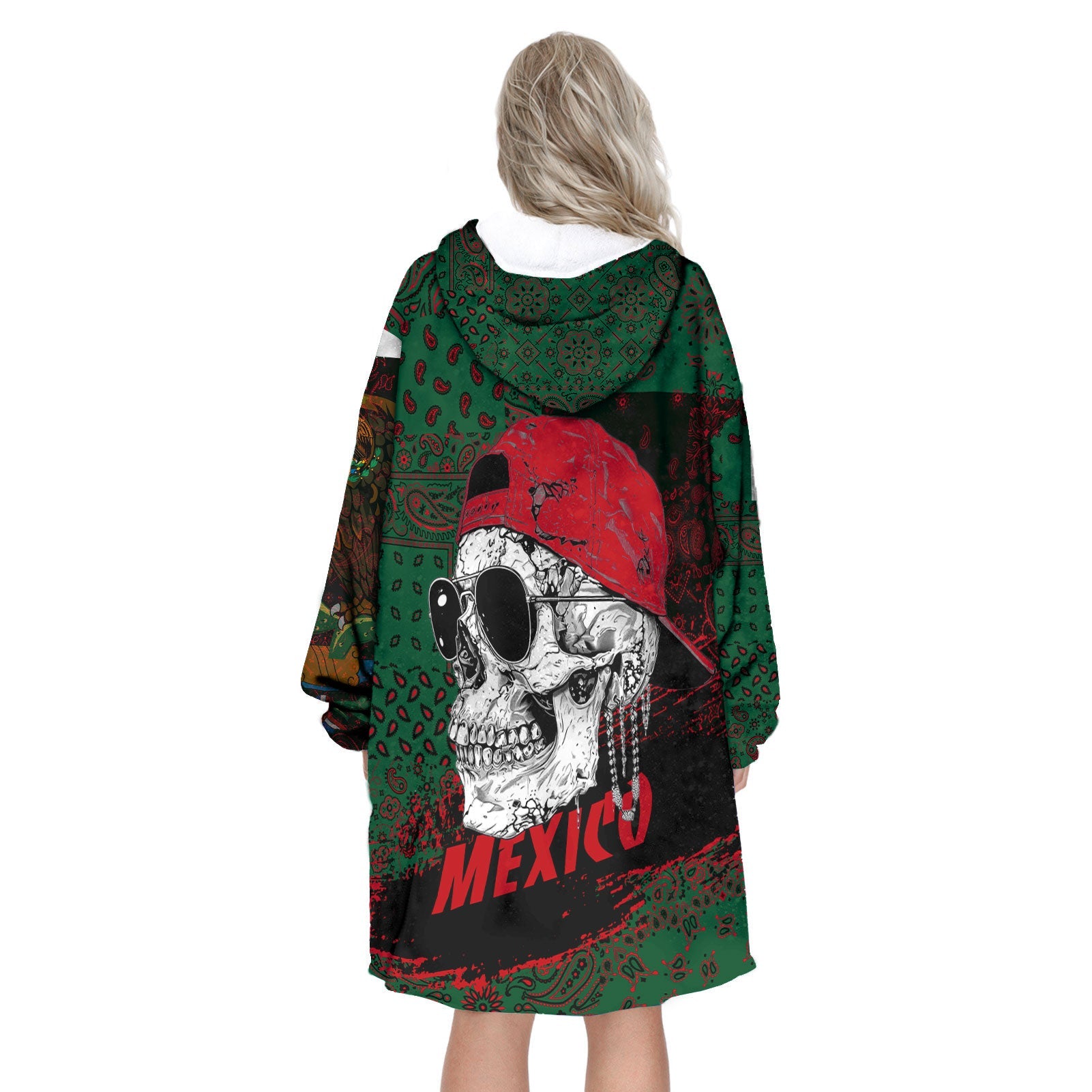 Mexico Hoodie Blanket Paisley Flag And Skull Style 3