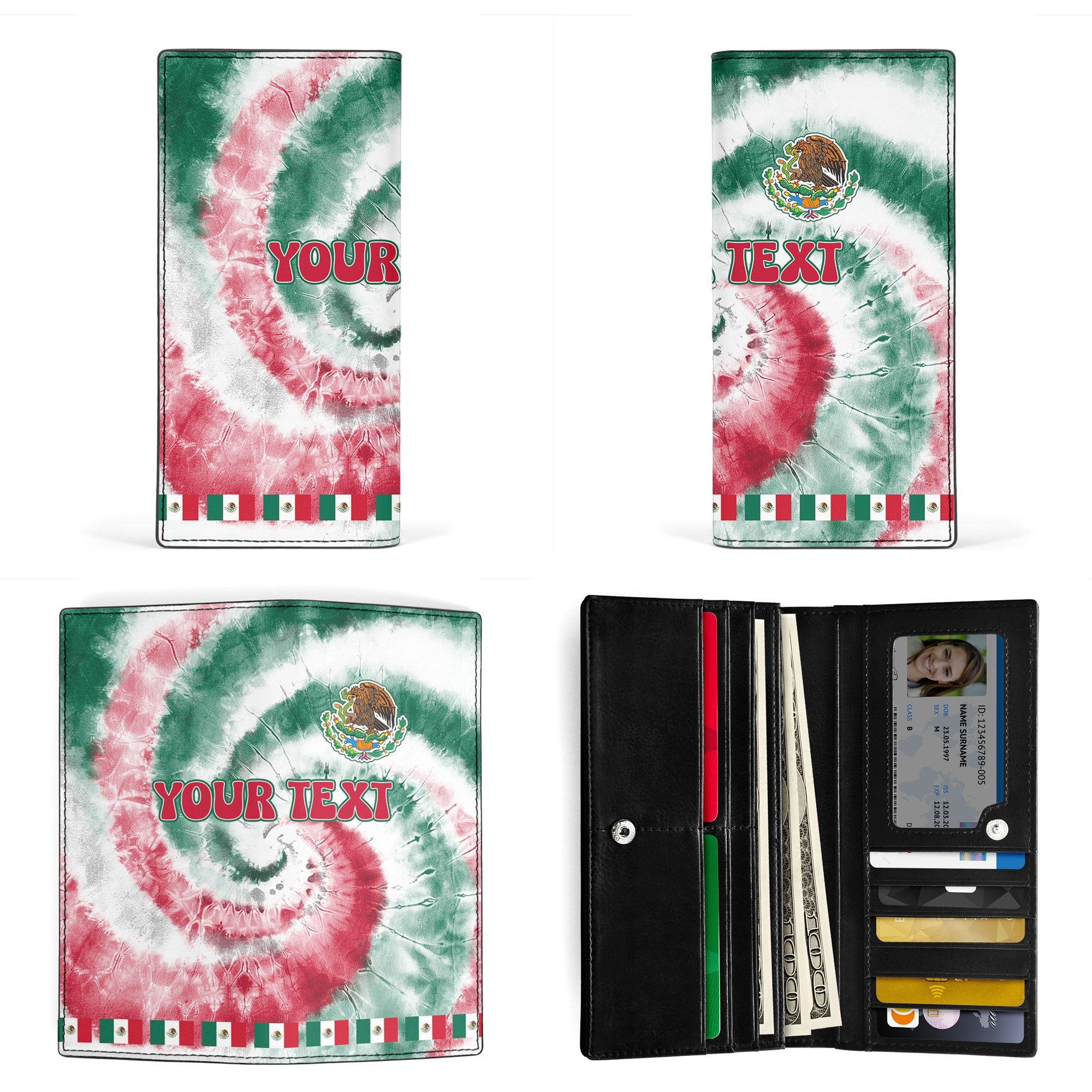 Mexico Leather Wallet Custom Tie Dye Style 3