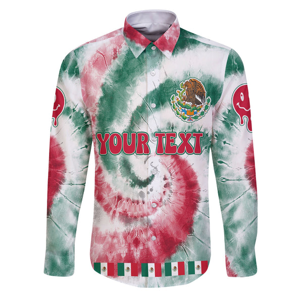 Mexico Long Sleeve Button Shirt Custom Tie Dye Style 1