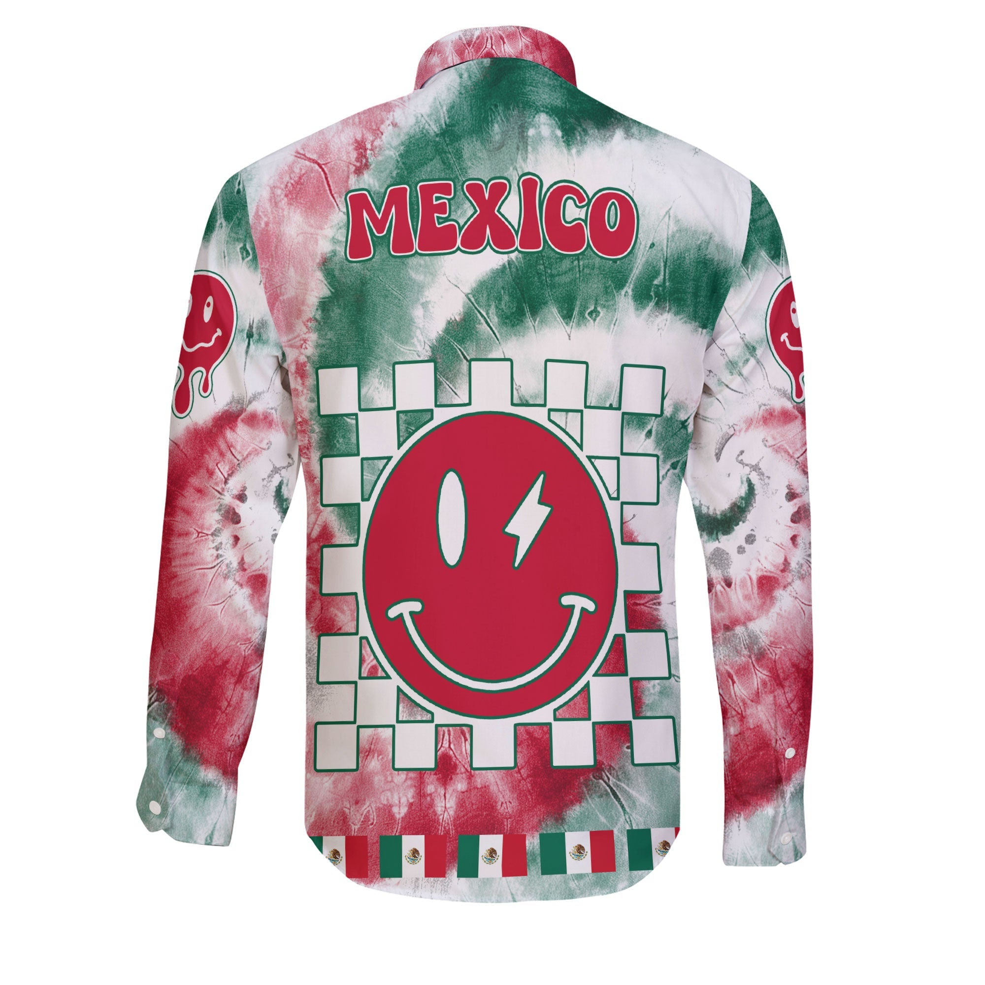 Mexico Long Sleeve Button Shirt Custom Tie Dye Style 2