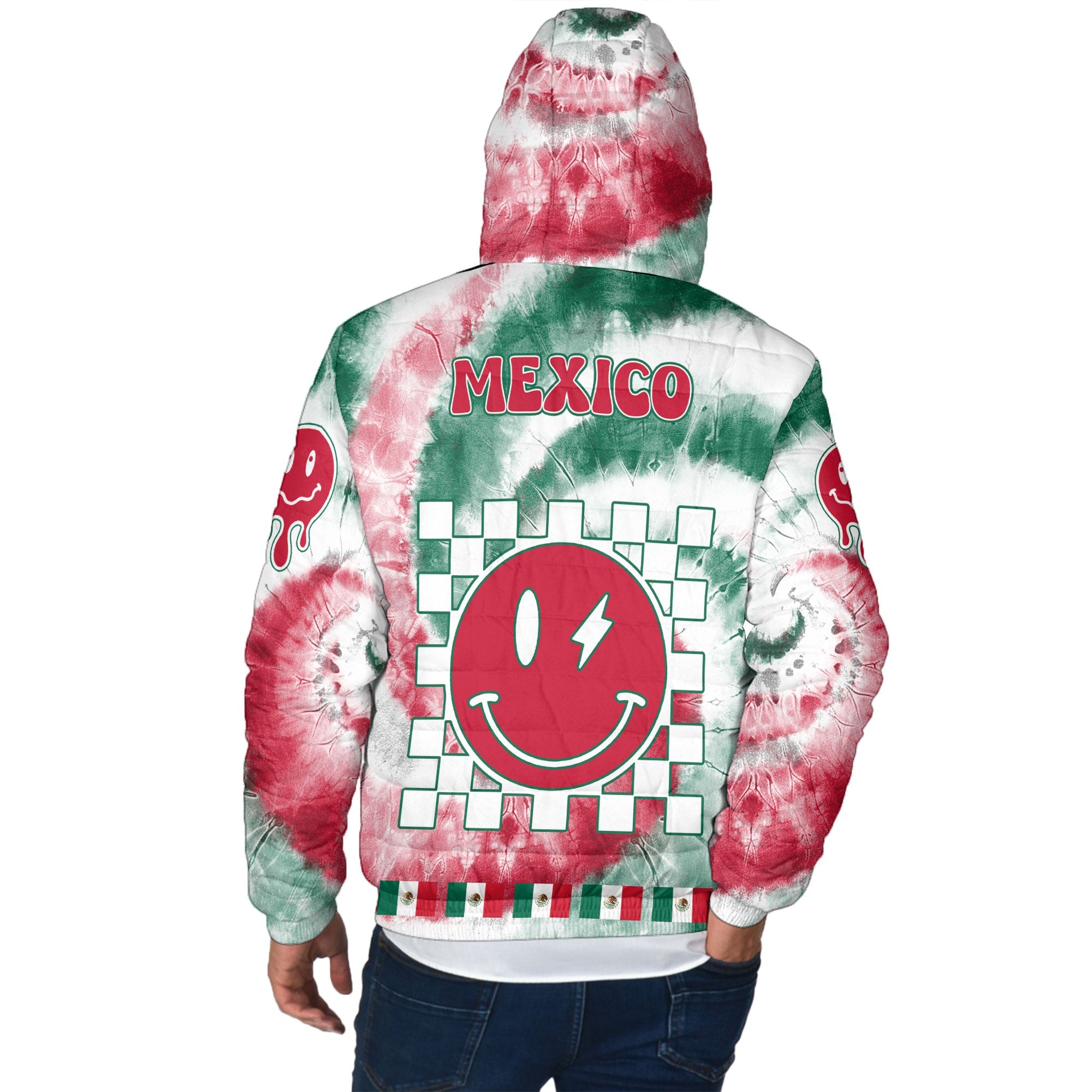 Mexico Men Hooded Padded Jacket Custom Tie Dye Style 3