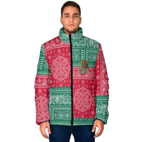 Mexico Men Padded Jacket Flag And Paisley Basic Style 1