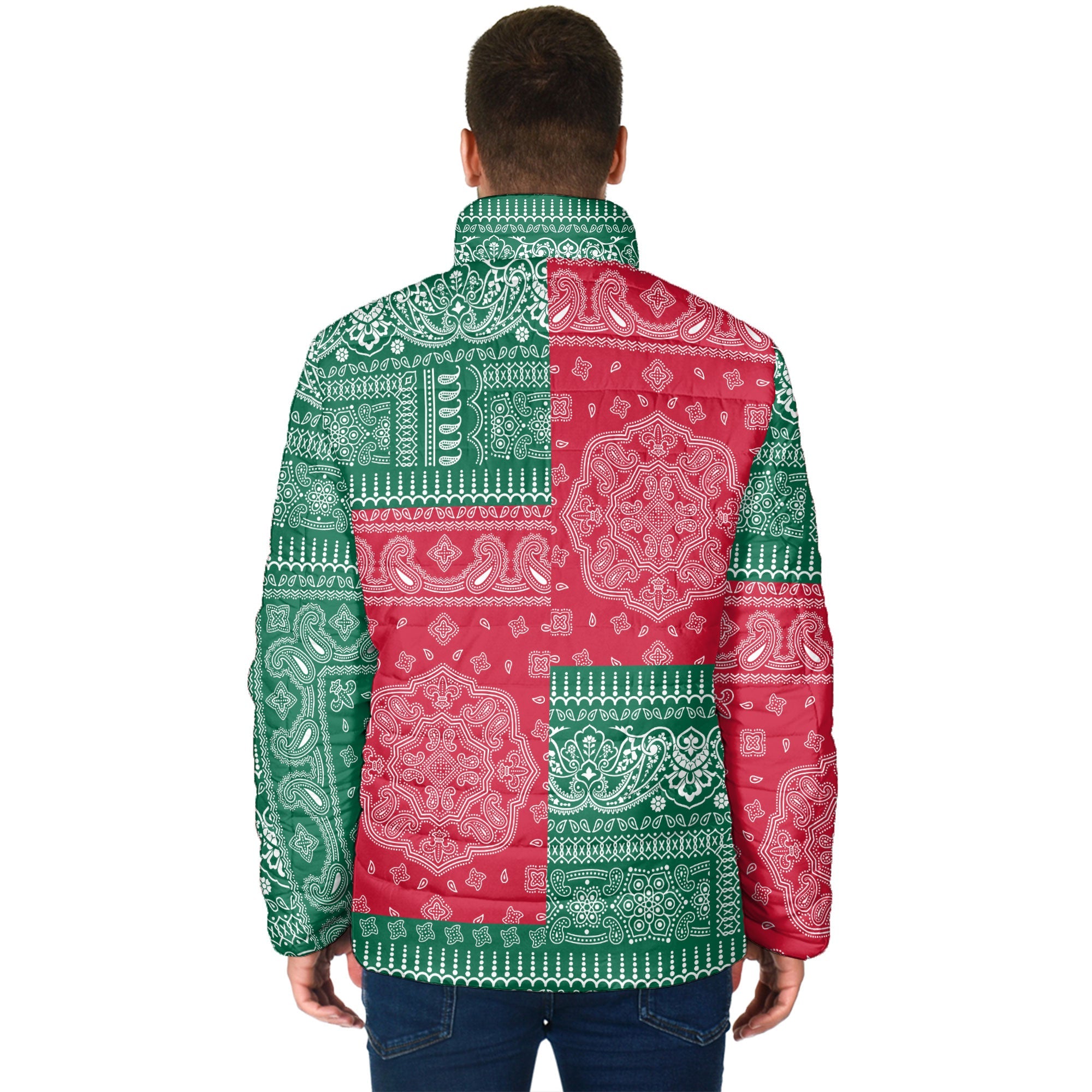 Mexico Men Padded Jacket Flag And Paisley Basic Style 2