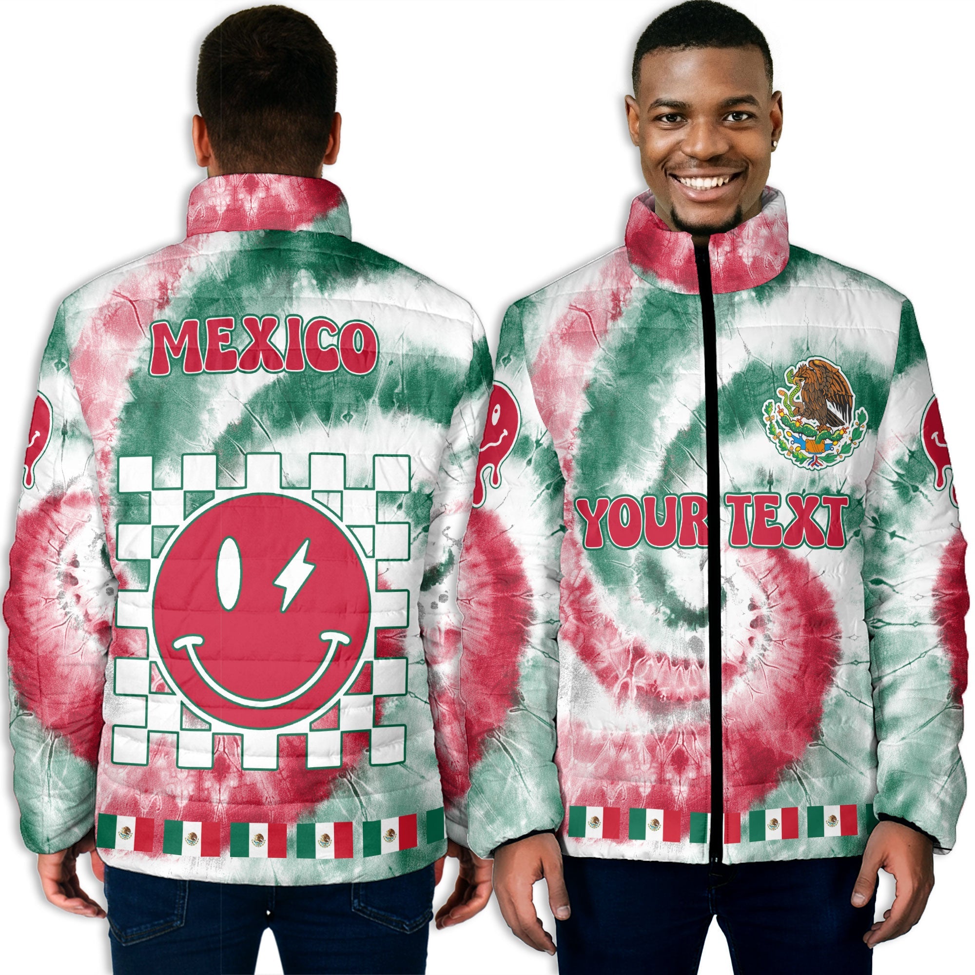 Mexico Men Padded Jacket Custom Tie Dye Style 3