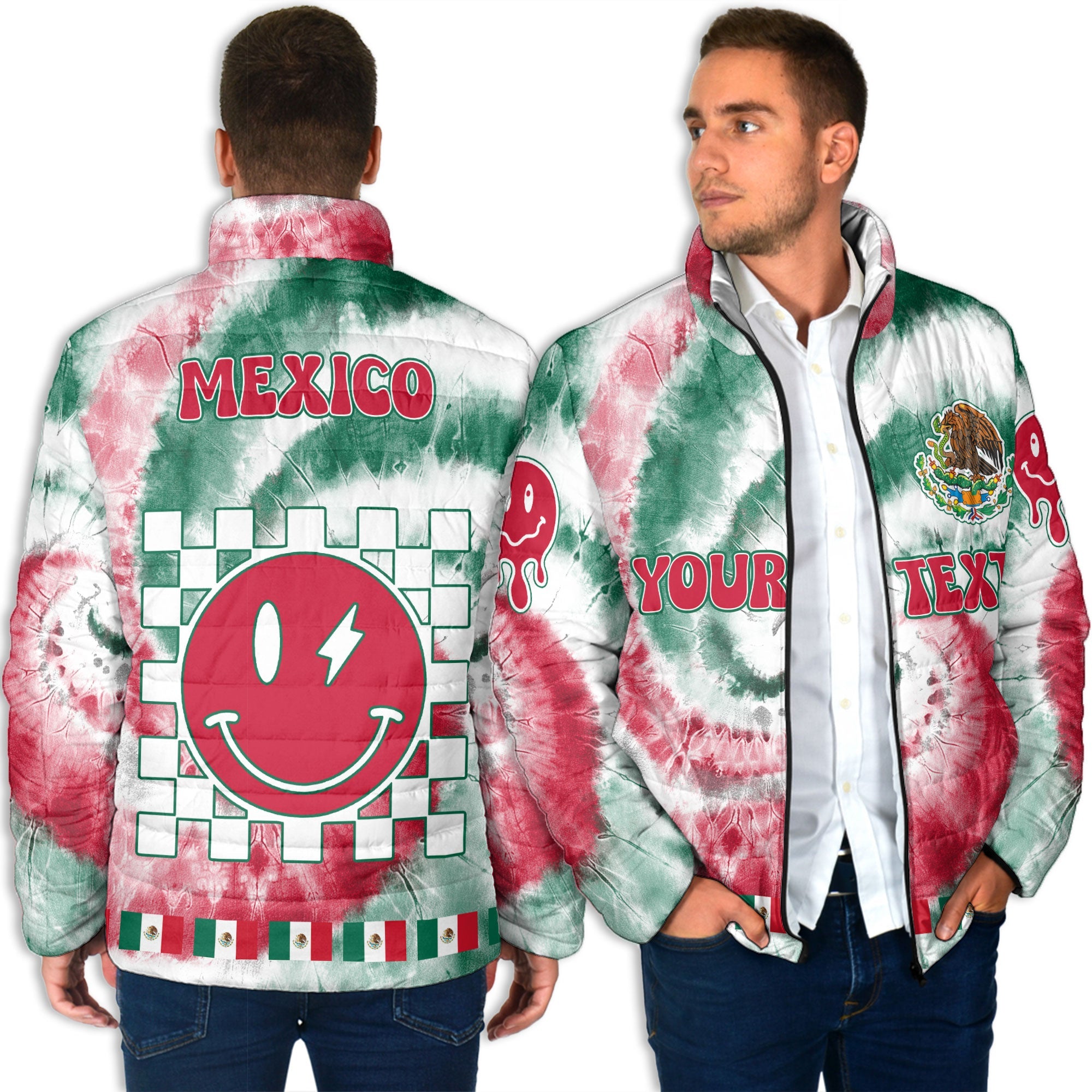 Mexico Men Padded Jacket Custom Tie Dye Style 4