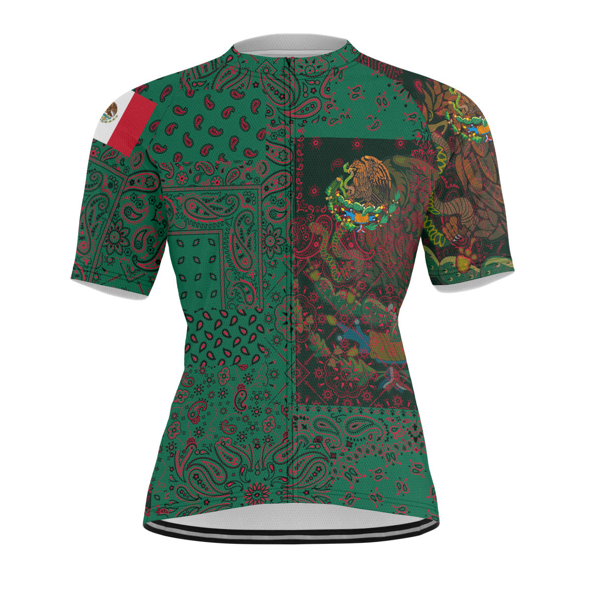 Mexico Men Cycling Jersey Paisley Flag And Skull Style 1