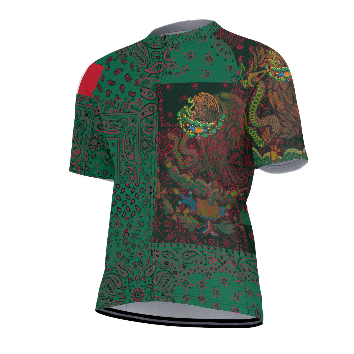 Mexico Men Cycling Jersey Paisley Flag And Skull Style 2