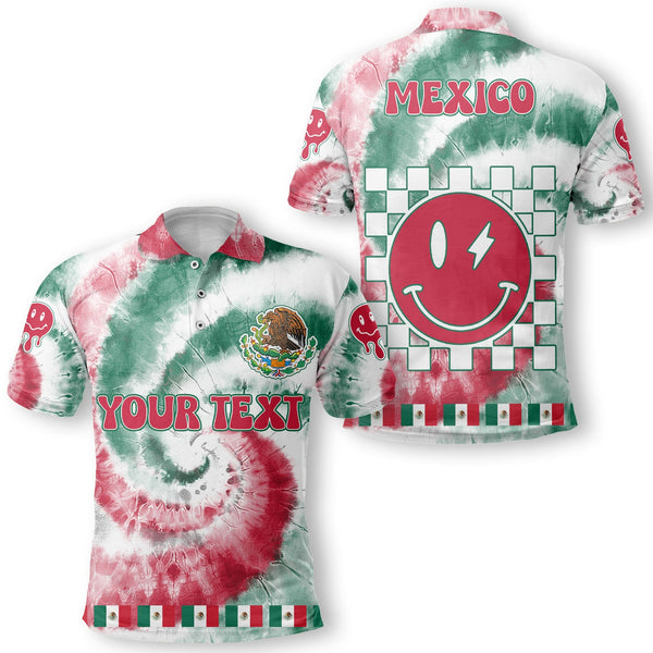 Mexico Polo Shirt Custom Tie Dye Style 1