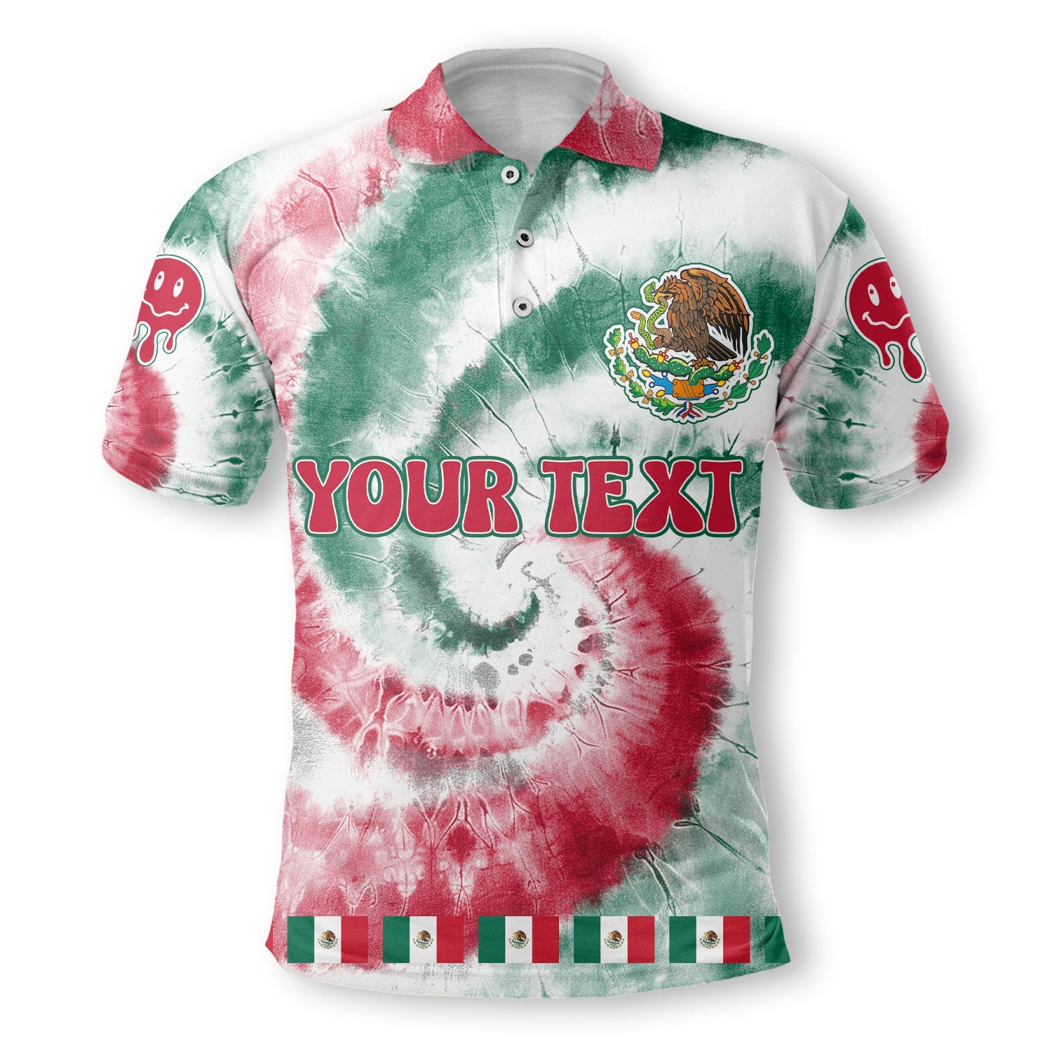 Mexico Polo Shirt Custom Tie Dye Style 2