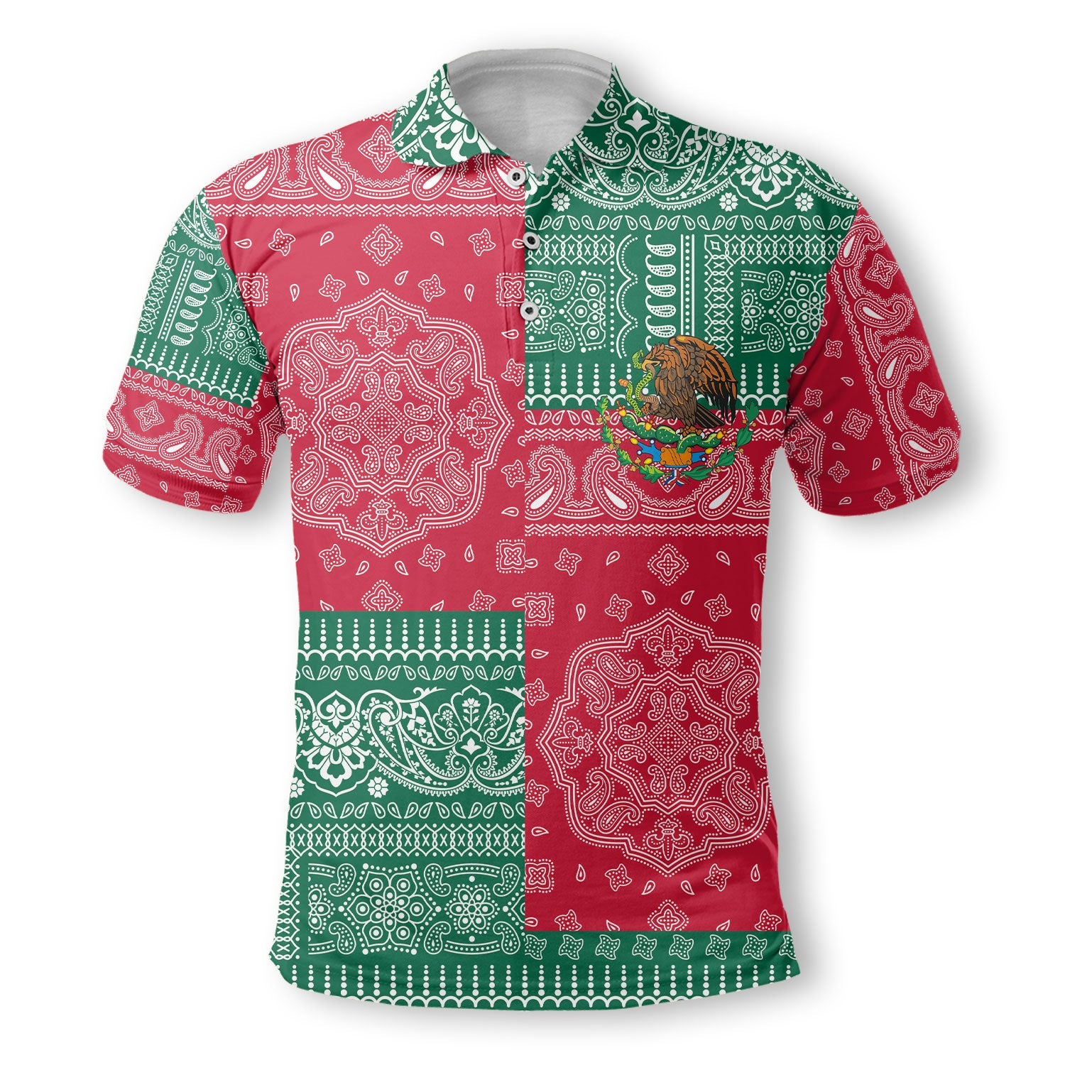 Mexico Polo Shirt Flag And Paisley Basic Style 2