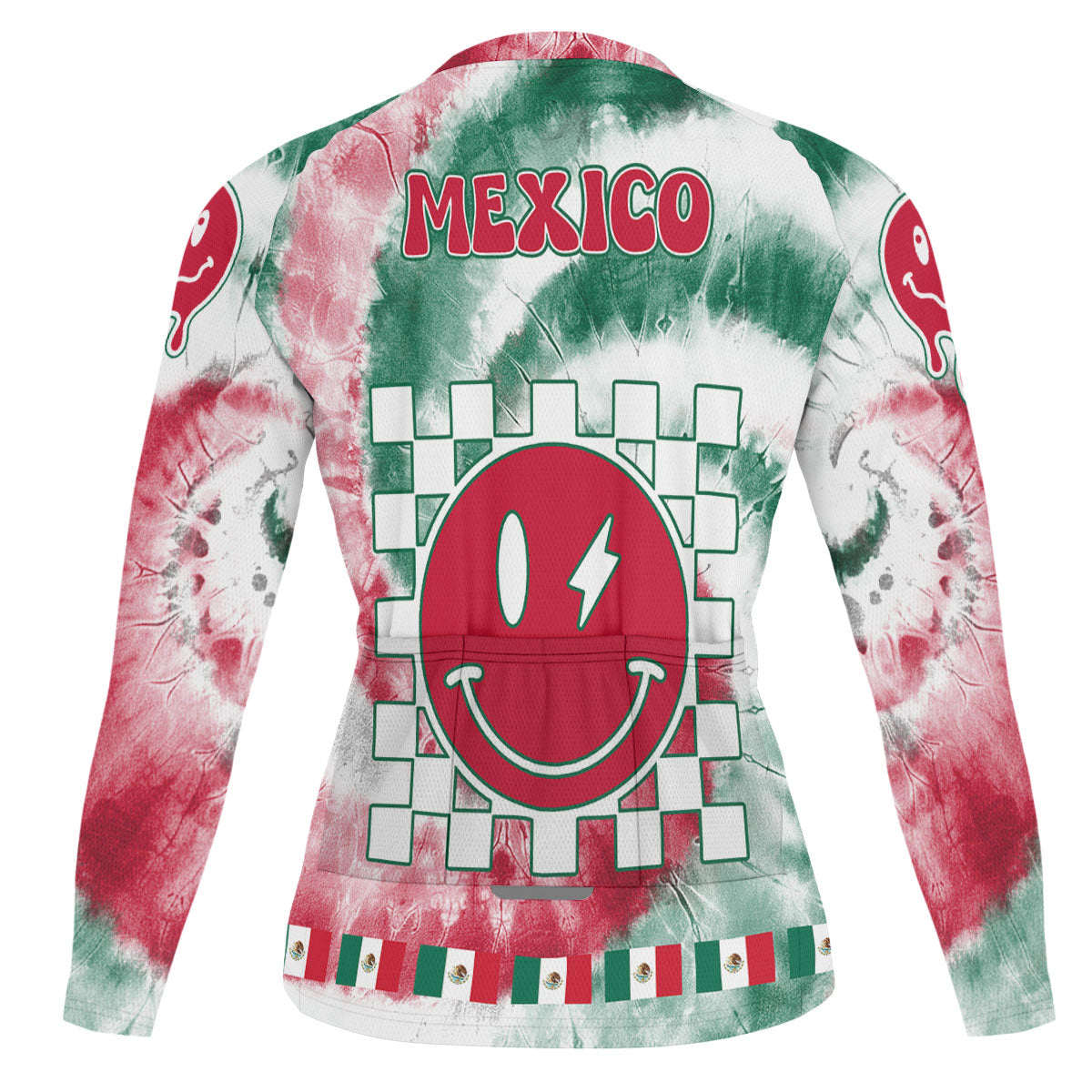 Mexico Raglan Men Cycling Jersey Long Sleeve Custom Tie Dye Style 1