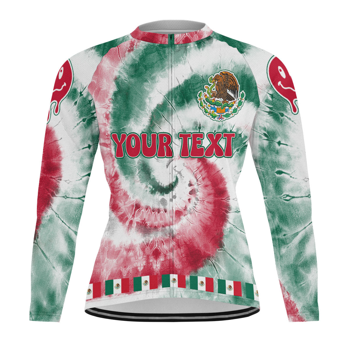 Mexico Raglan Men Cycling Jersey Long Sleeve Custom Tie Dye Style 2