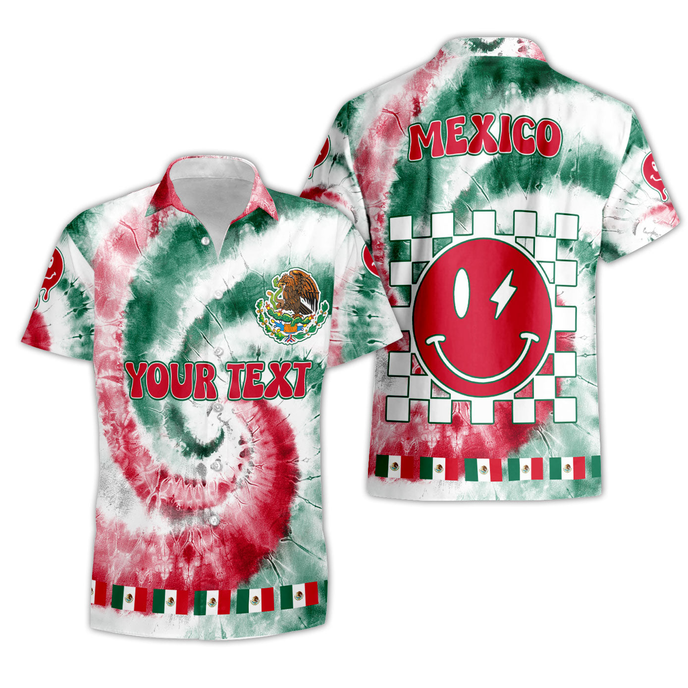 Mexico Short Sleeve Shirt Custom Tie Dye Style 3