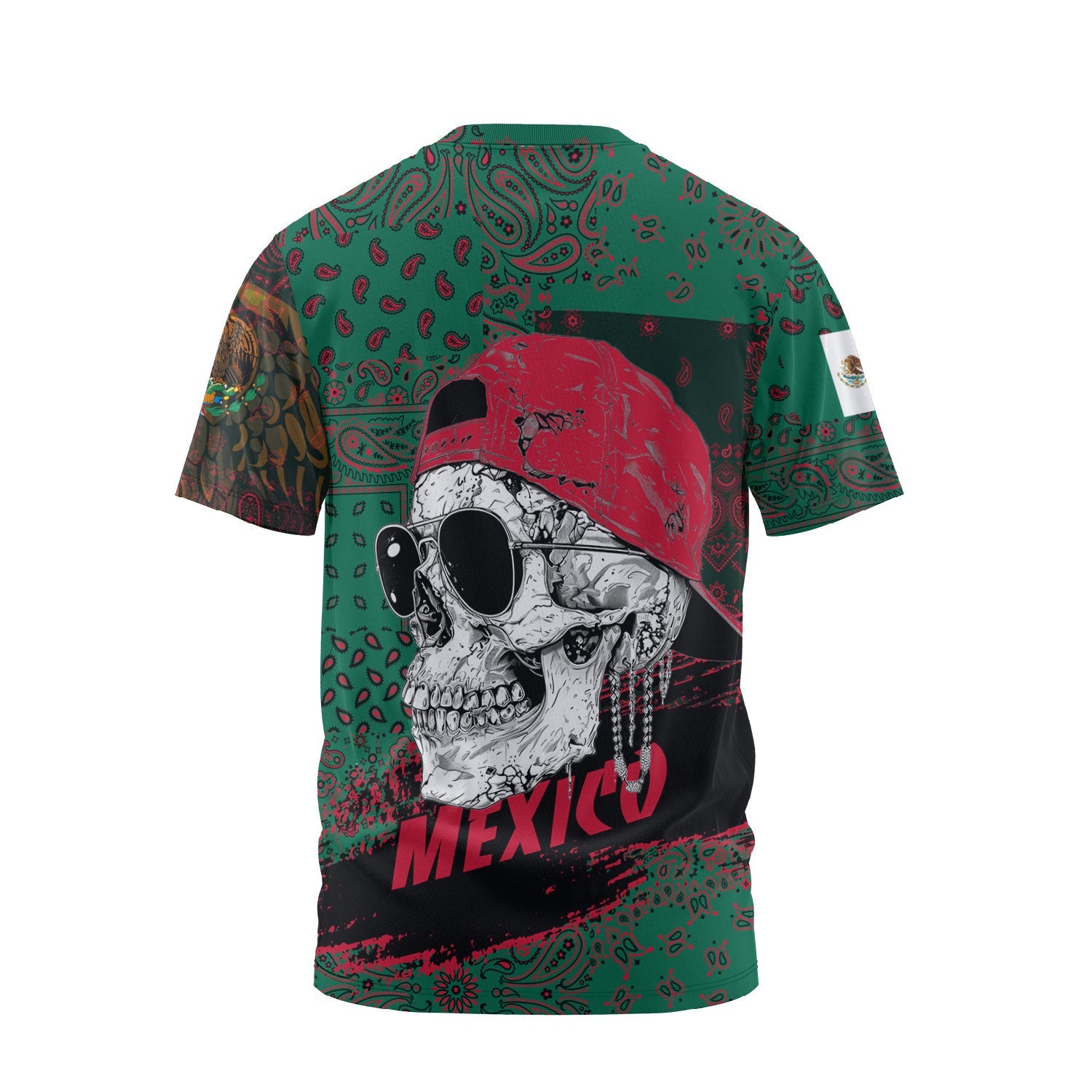 Mexico T Shirt Paisley Flag And Skull Style 2