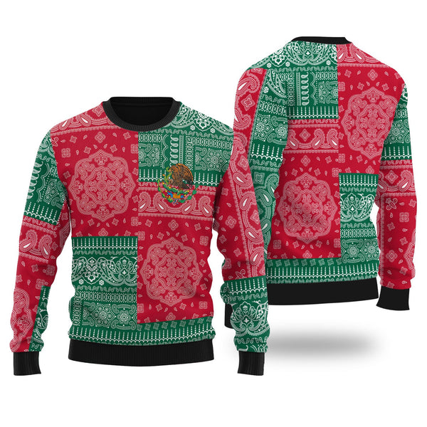 Mexico Ugly Sweater Flag And Paisley Basic Style 1