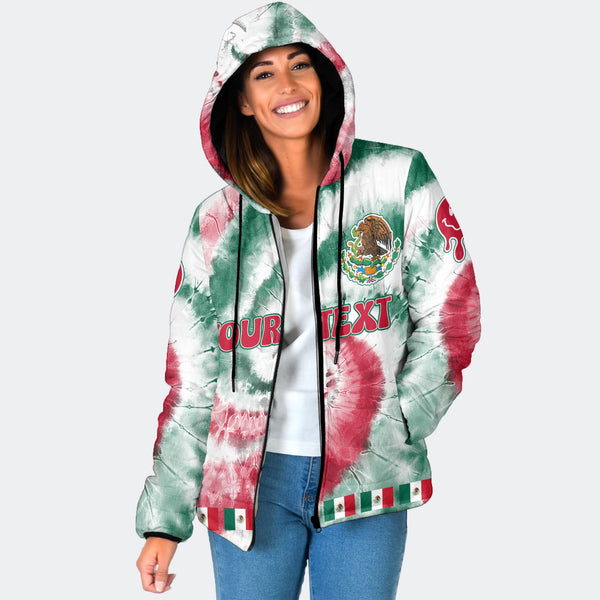 Mexico Women Hooded Padded Jacket Custom Tie Dye Style 1