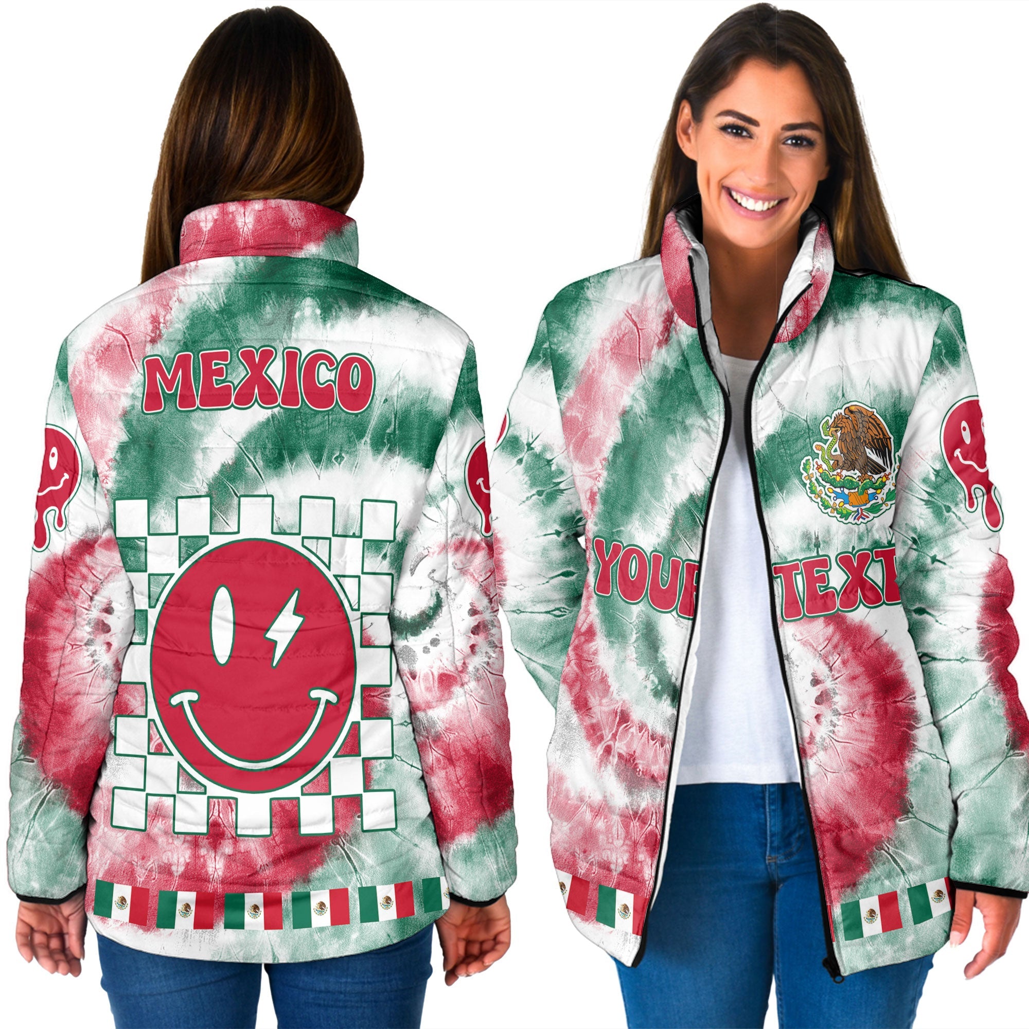 Mexico Women Padded Jacket Custom Tie Dye Style 3