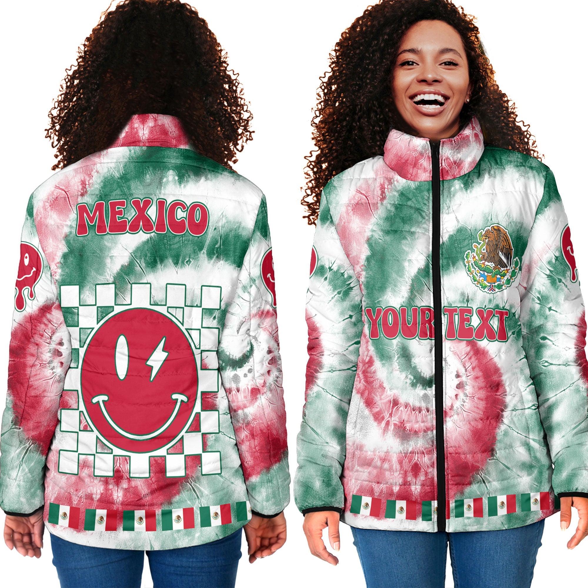 Mexico Women Padded Jacket Custom Tie Dye Style 4