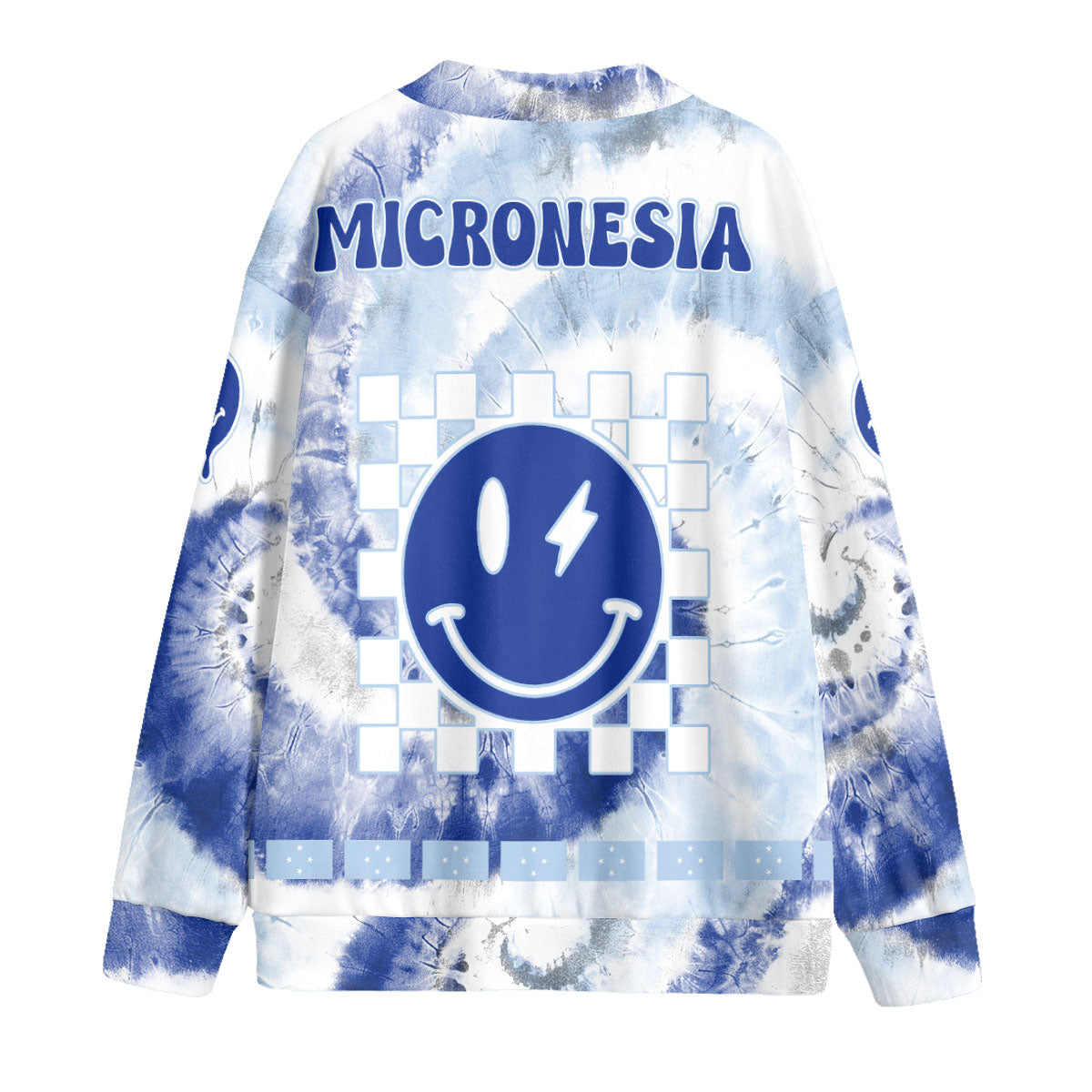 Micronesia Fleece Cardigan Custom Tie Dye Style 2