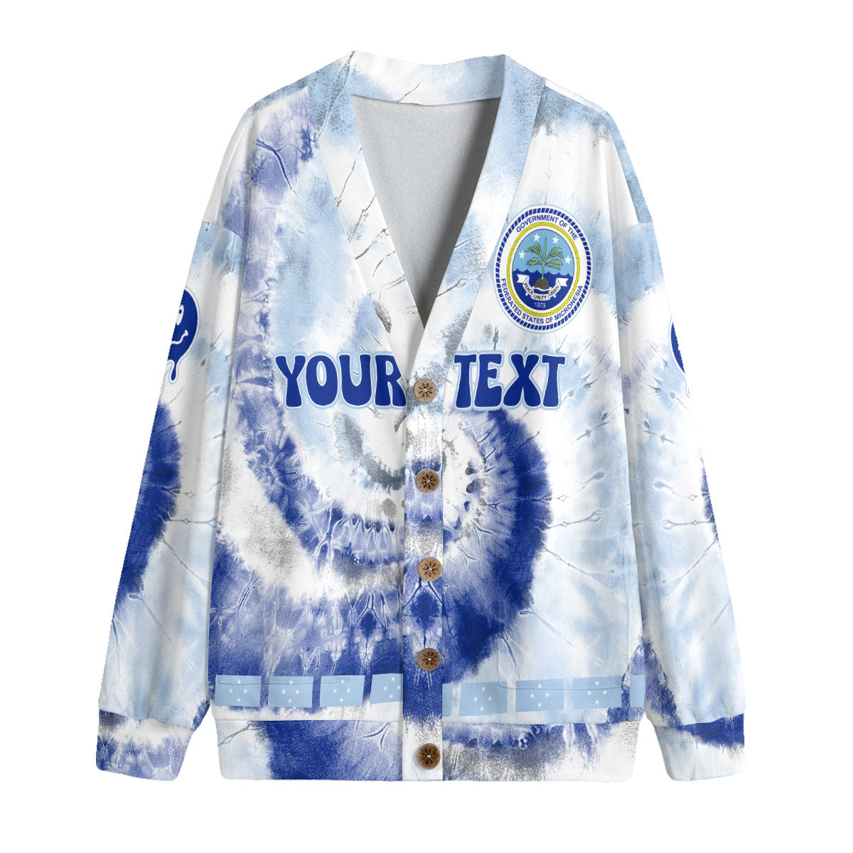 Micronesia Fleece Cardigan Custom Tie Dye Style 4