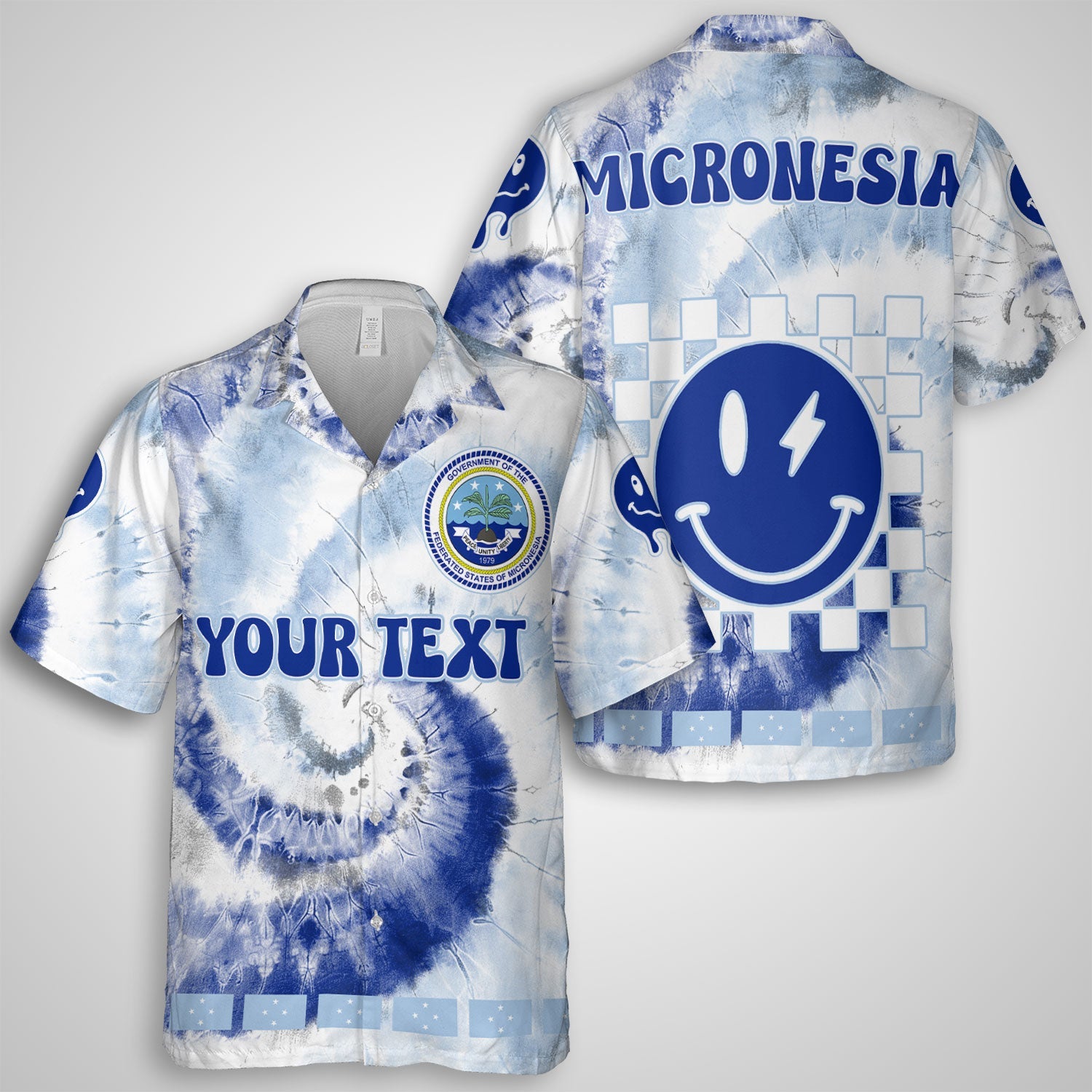 Micronesia Hawaiian Shirt Custom Tie Dye Style 1