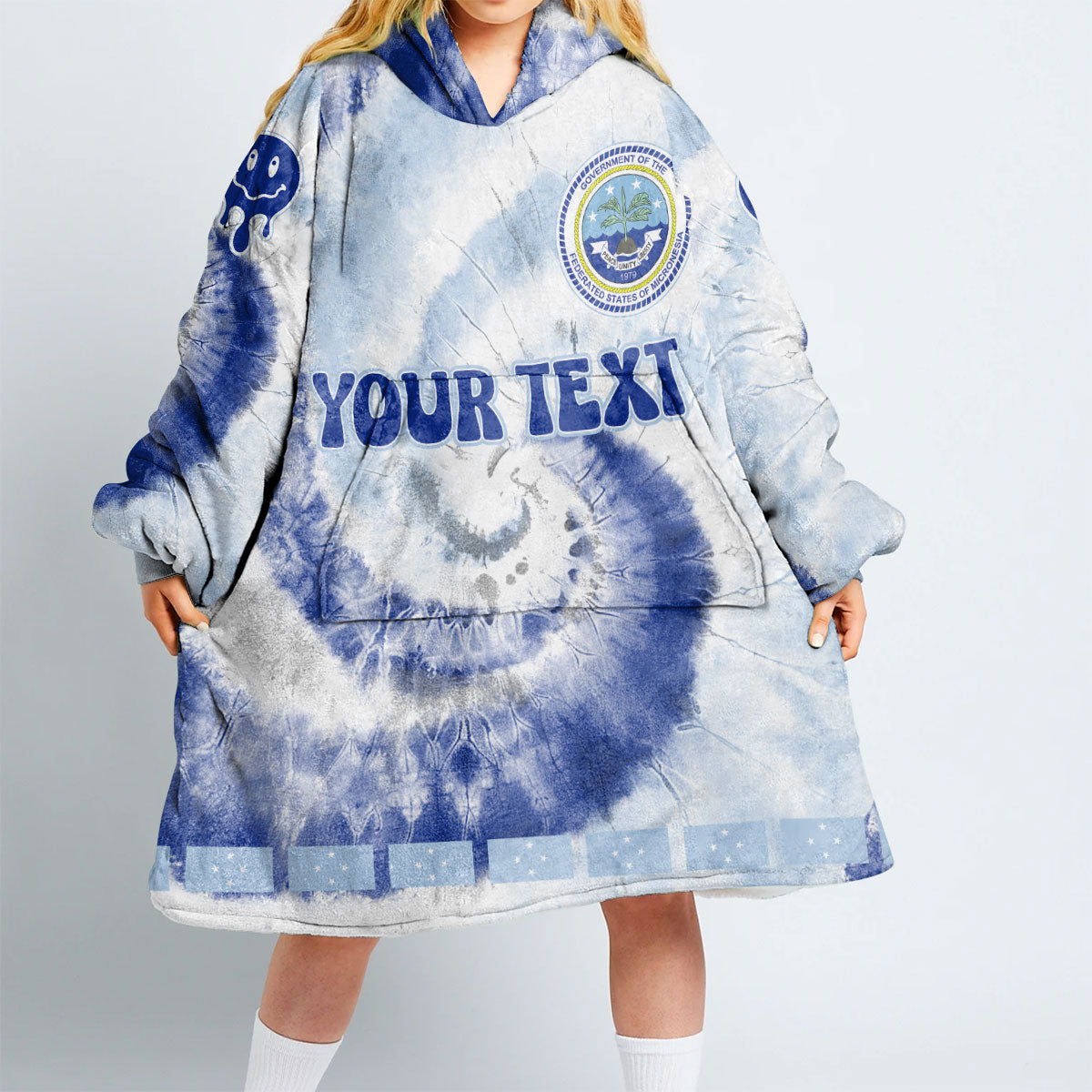 Micronesia Hoodie Blanket Custom Tie Dye Style 2