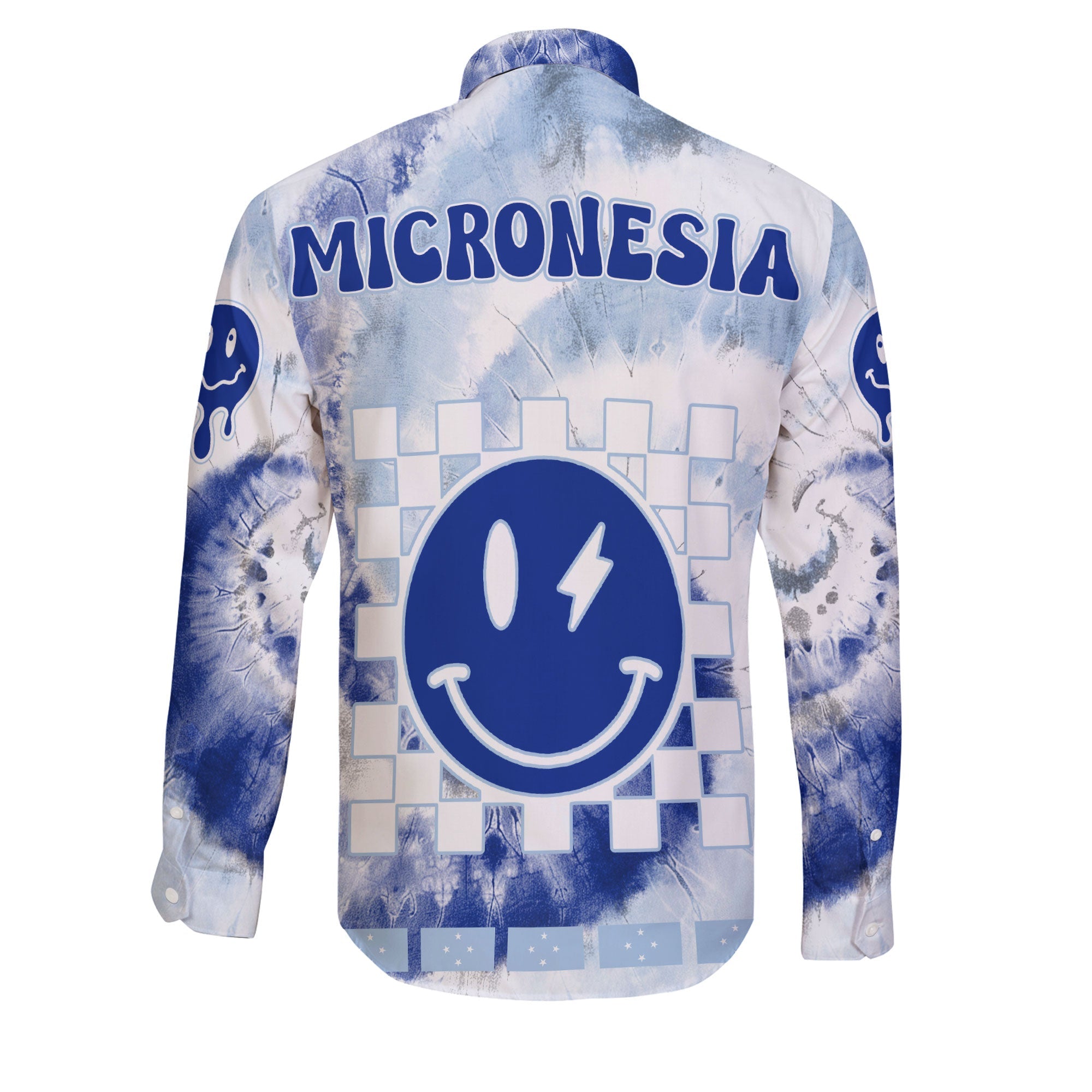 Micronesia Long Sleeve Button Shirt Custom Tie Dye Style 2